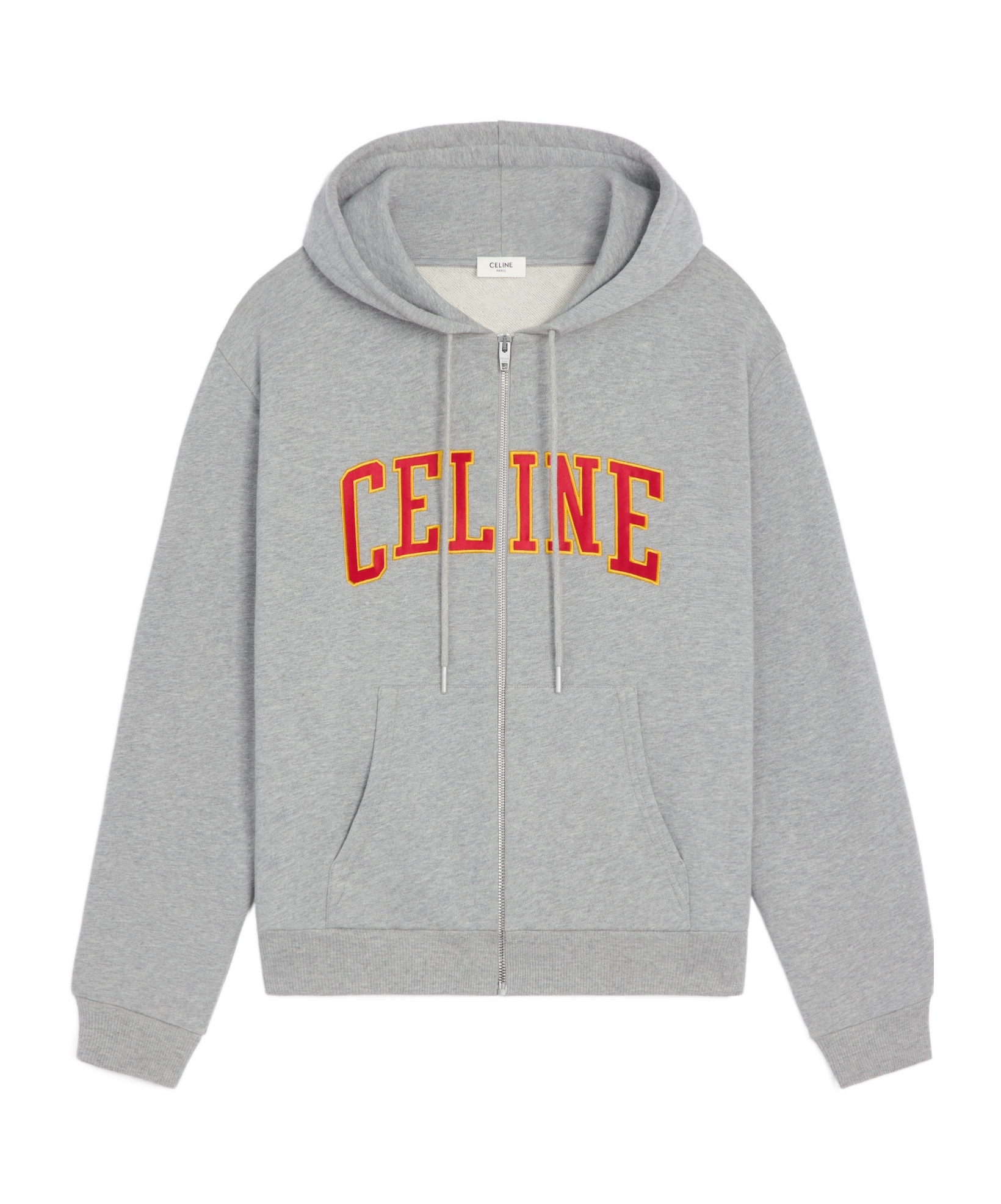 Celine Loose Zip Up Hoodie In Cotton Fleece In Gray
