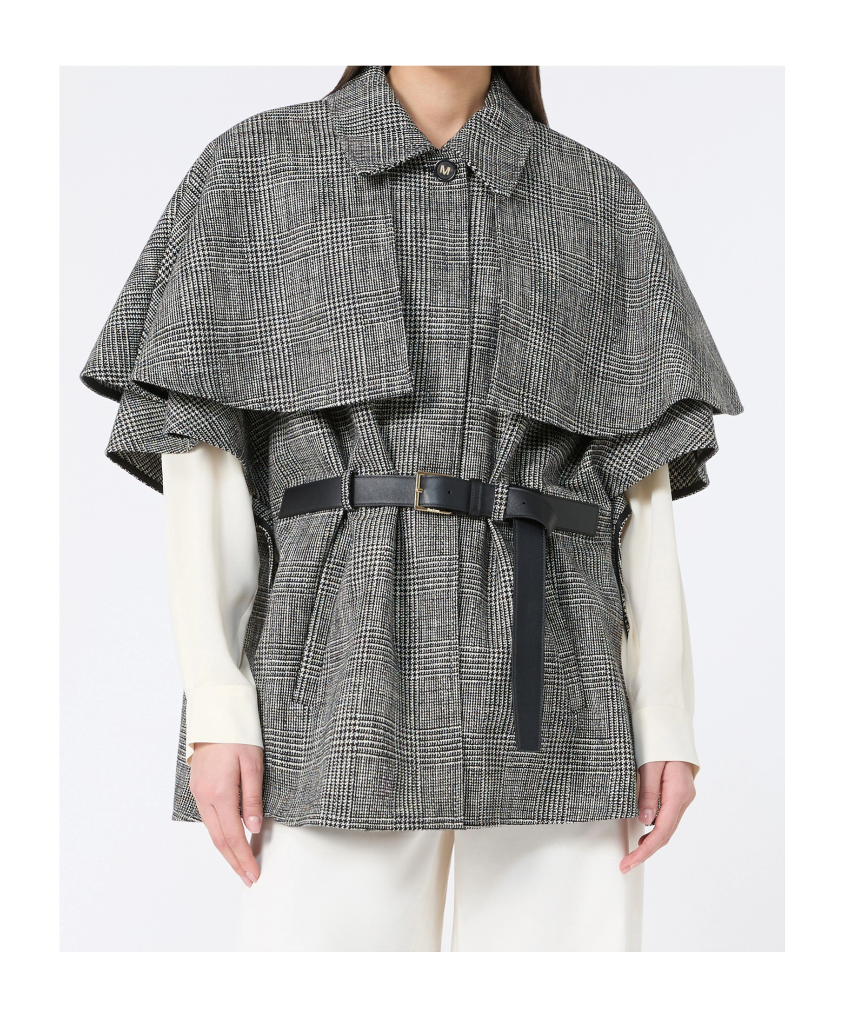 Max Mara Short Cape In Gray
