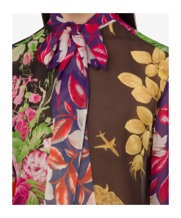 Moschino Printed Silk Georgette Shirt In Multi
