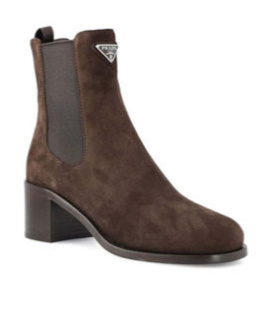 Prada Round-head Short Boots In Brown