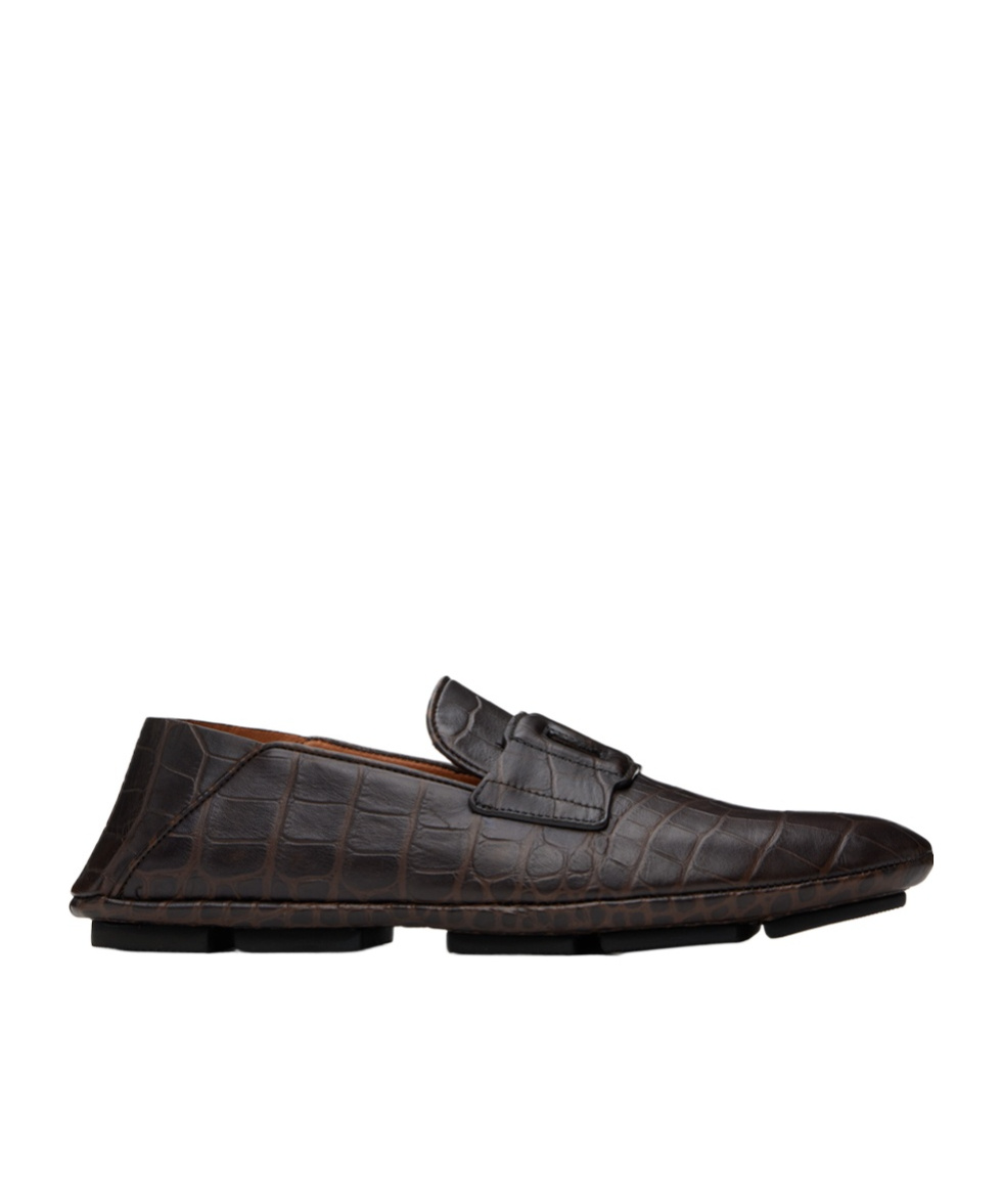 Dolce & Gabbana Crocodile Embossed Loafers In Black