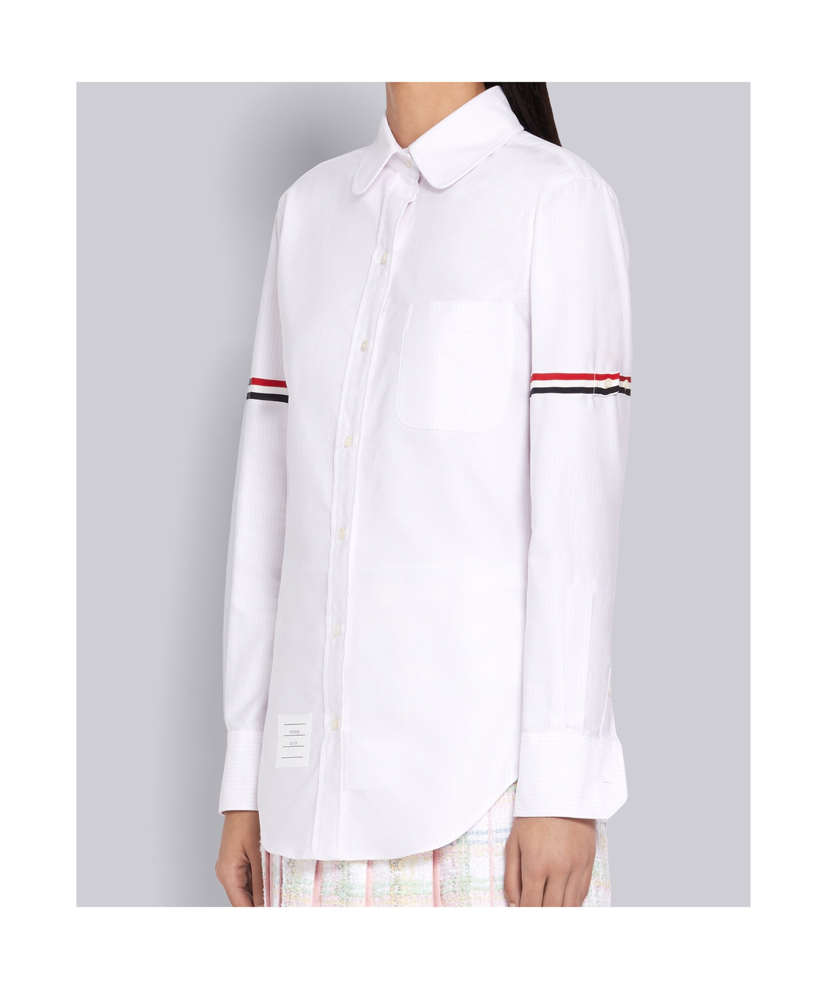 Thom Browne Grosgrain Armband Oxford Shirt In White