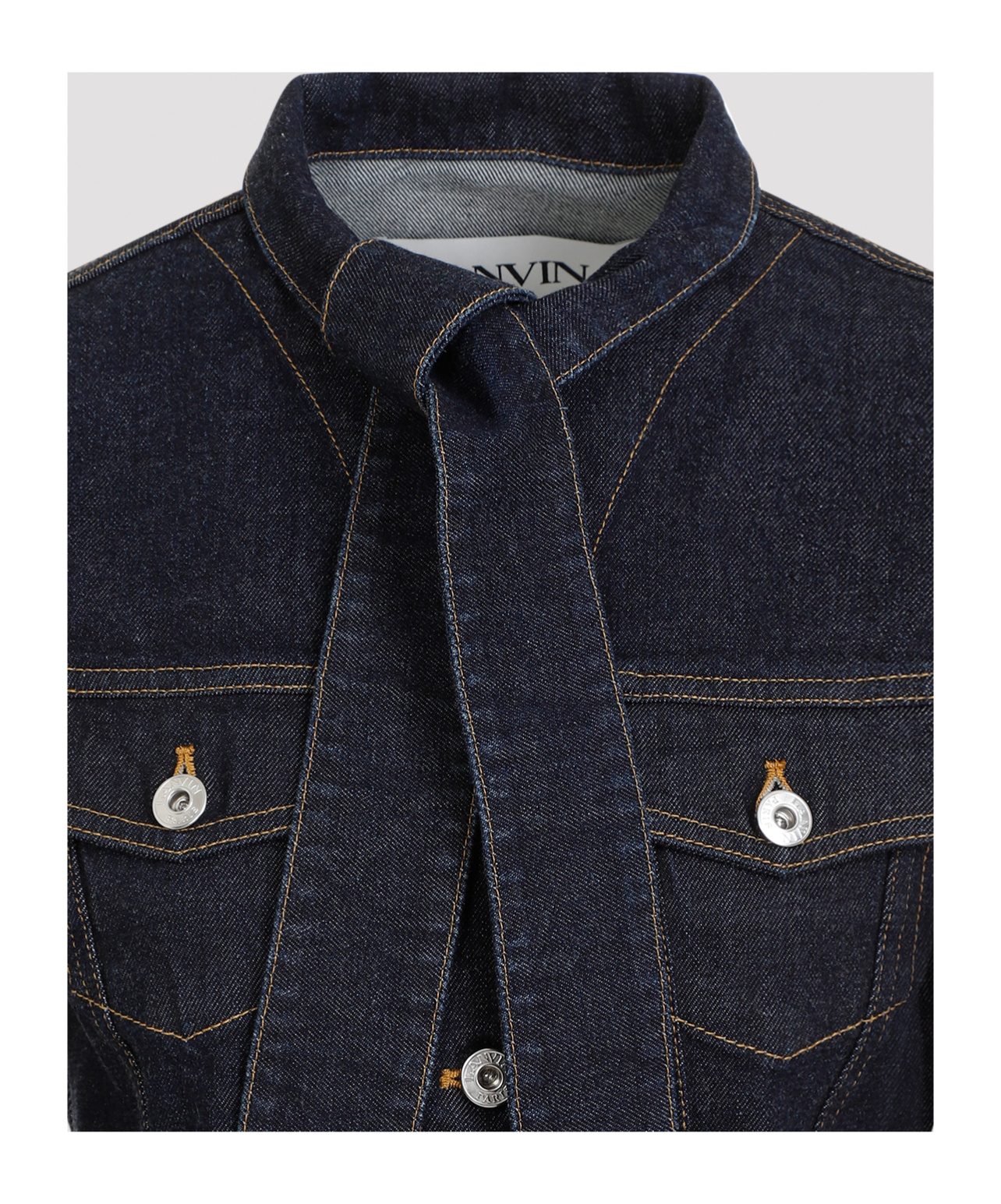 Lanvin Ascot Collar Denim Jacket In Black