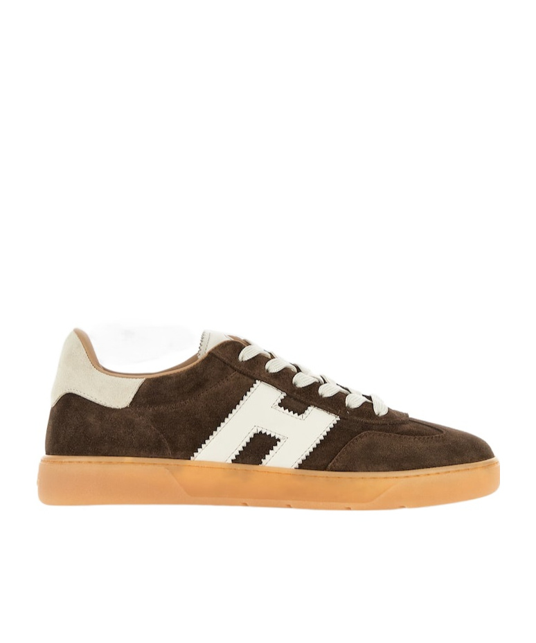 Hogan Stylish Sneakers With Contrast Panel And Suede Finish In Brown