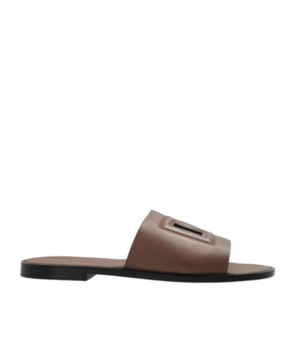 Dolce & Gabbana Dg Cut-out Detailed Slides In Brown