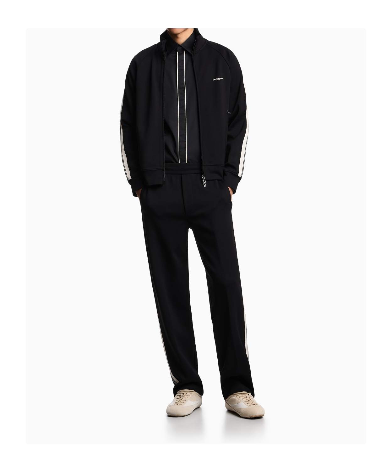 Emporio Armani Elastic Waist Casual Pants In Black