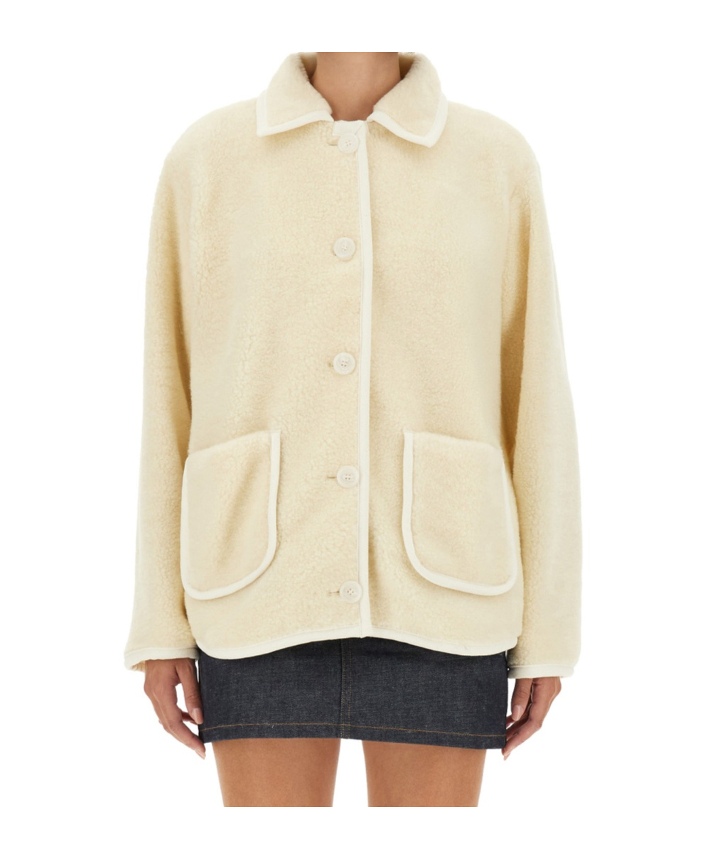 Apc A.p.c. Long Sleeve Buttoned Jacket In Neutral