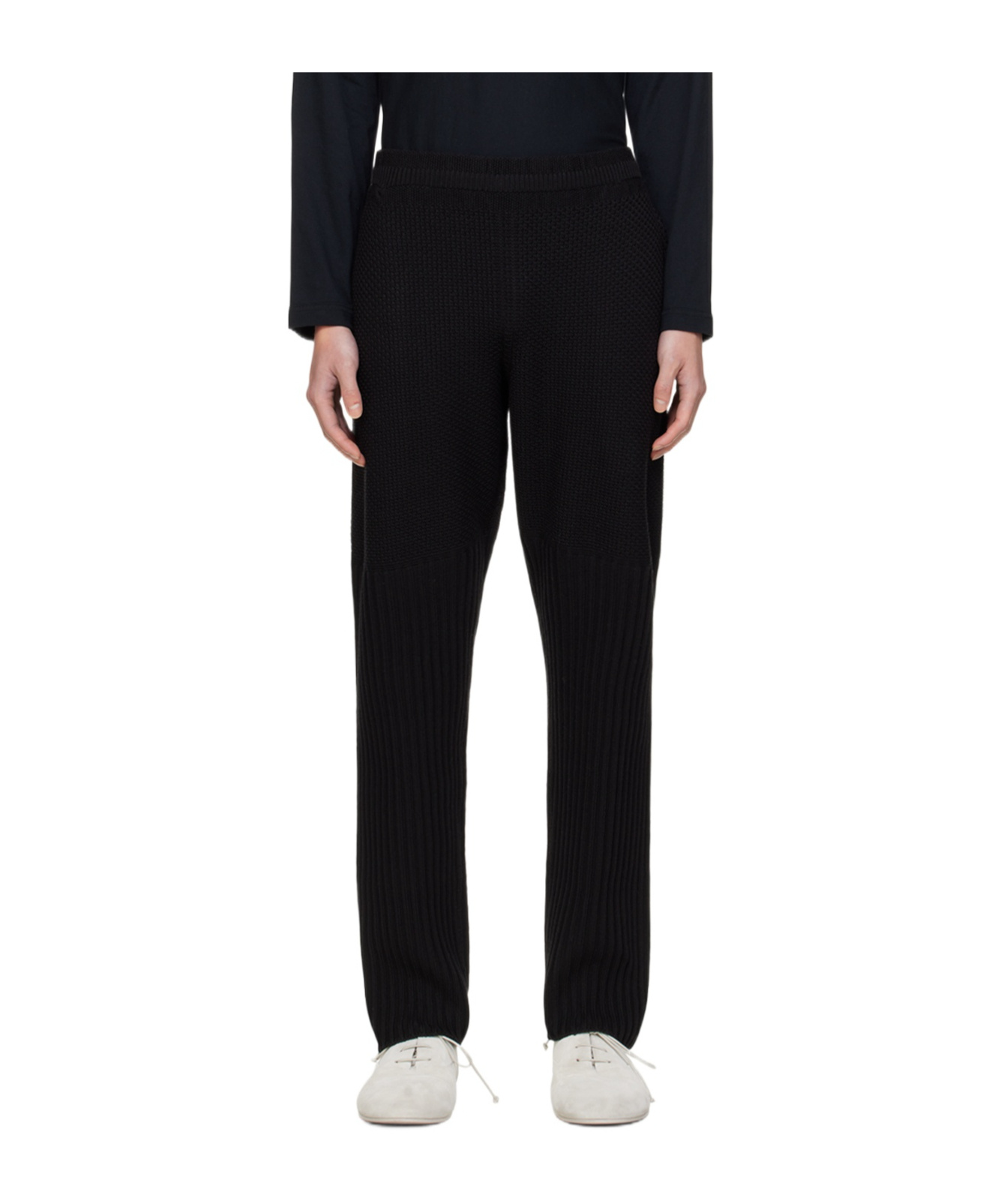 ISSEY MIYAKE RUSTIK-KNIT TAPERED-LEG TROUSERS