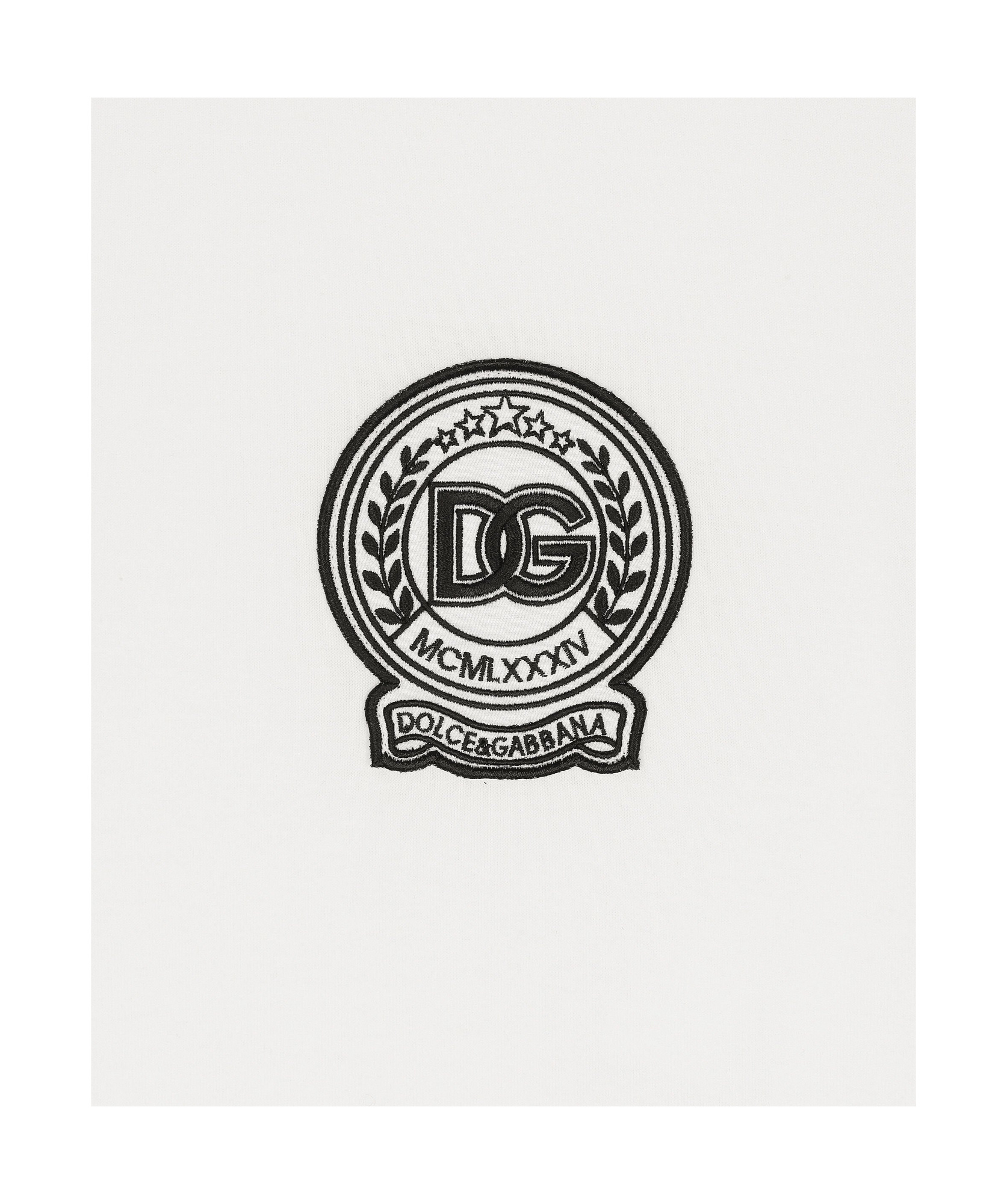 Dolce & Gabbana White T-shirt With Crew Neck And Printed Dg Logo On The Chest In White