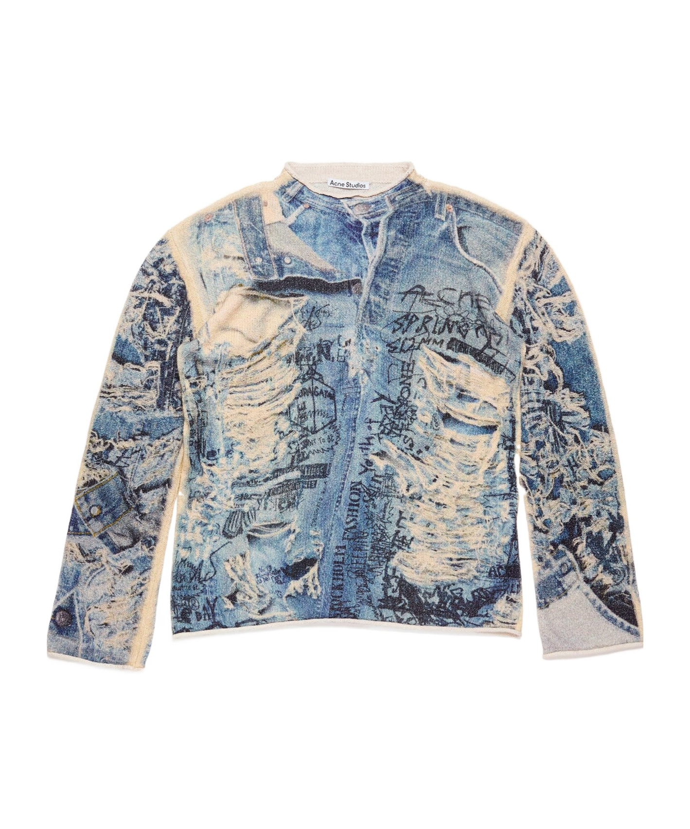 ACNE STUDIOS DENIM-PRINTED SWEATER