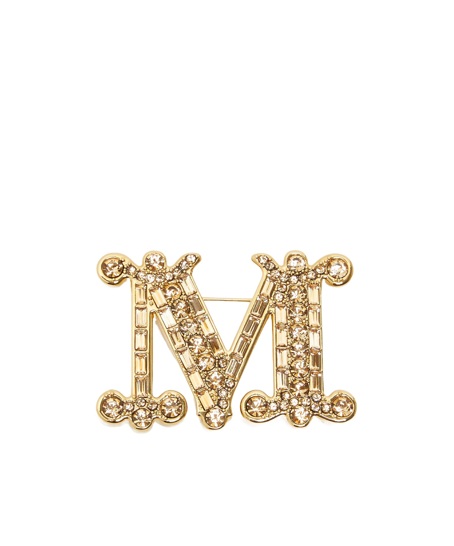 Max Mara Crystal-adorned Monogram Brooch In Yellow