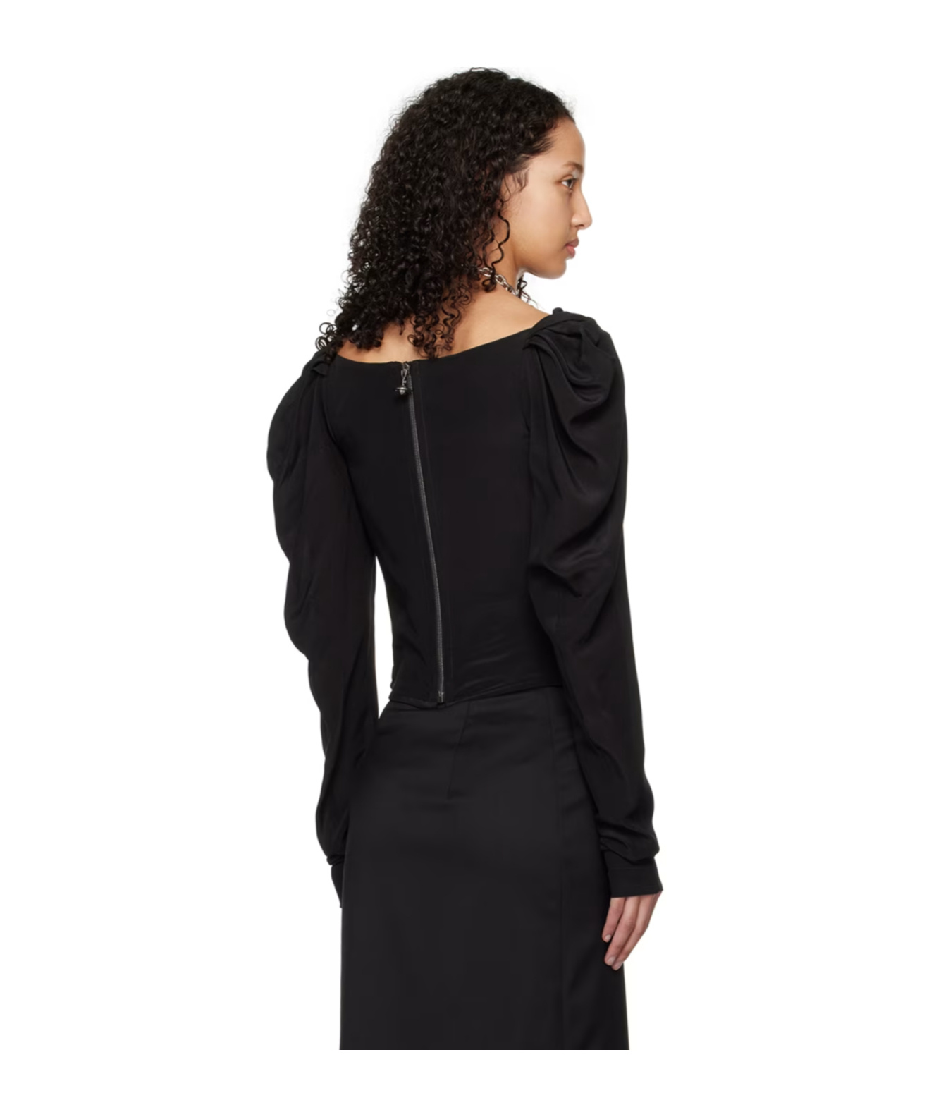 Shop Vivienne Westwood Long-sleeved Heart-neck Blouse In Black