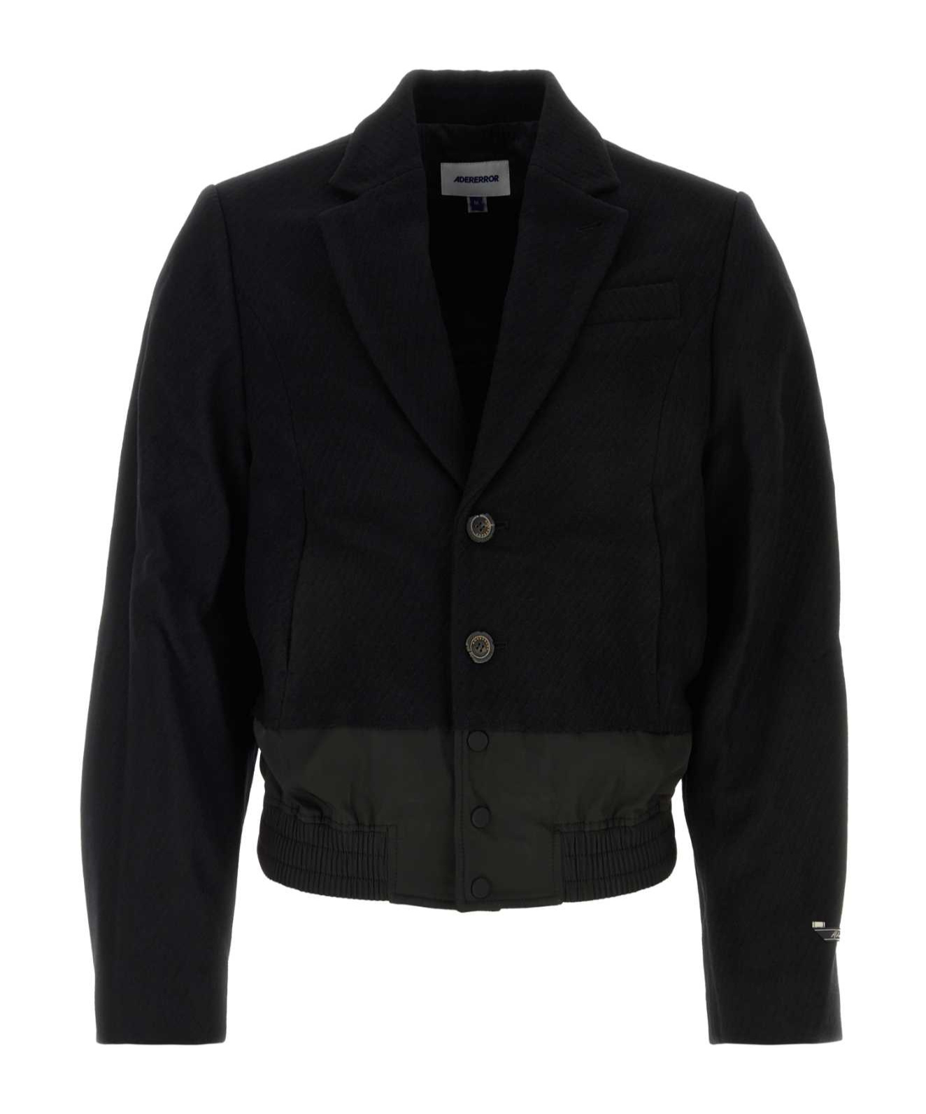 Ader Error Wool Blend Jacket With Elasticated Hem In Black