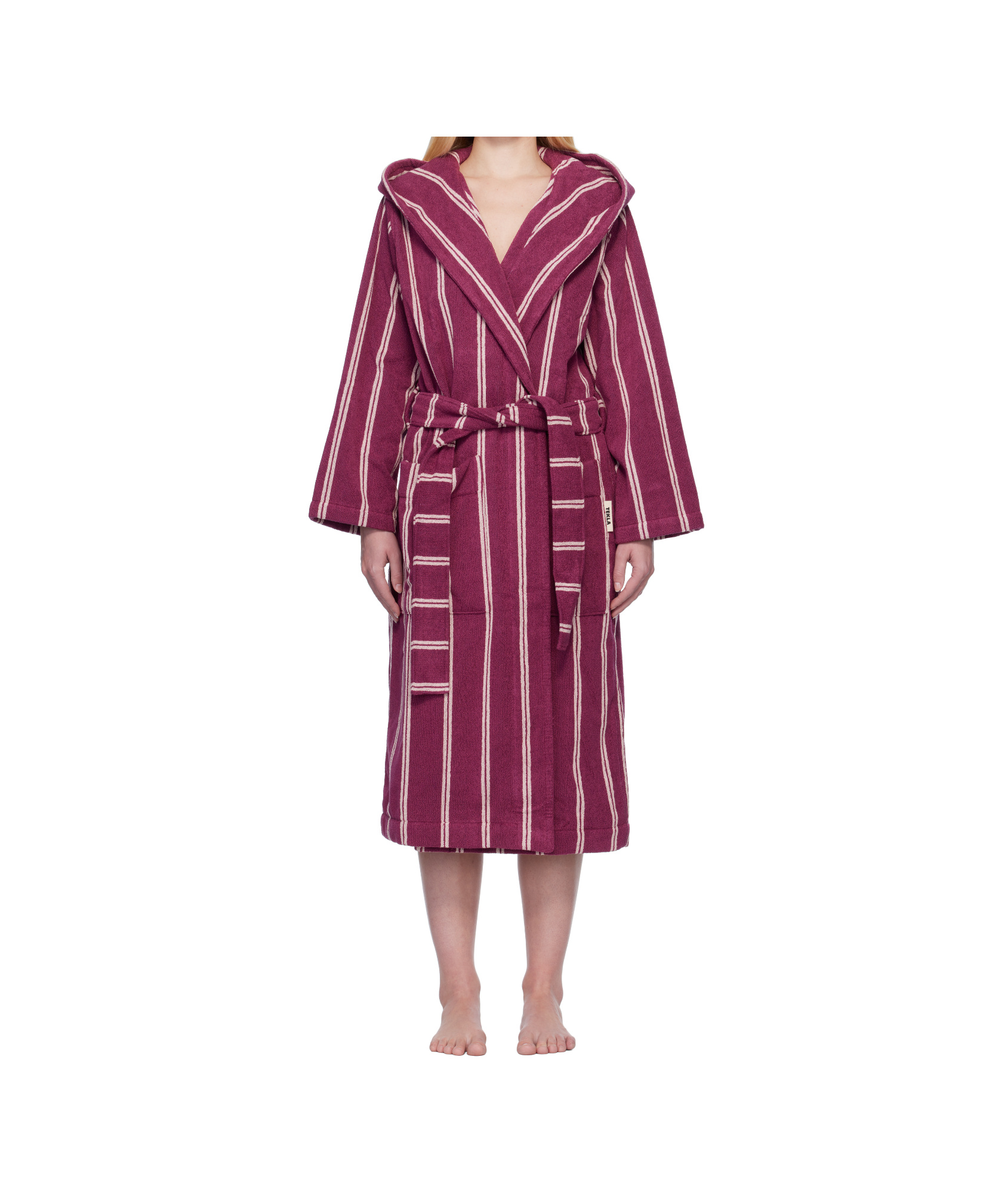 Tekla Hooded Bathrobe In Red