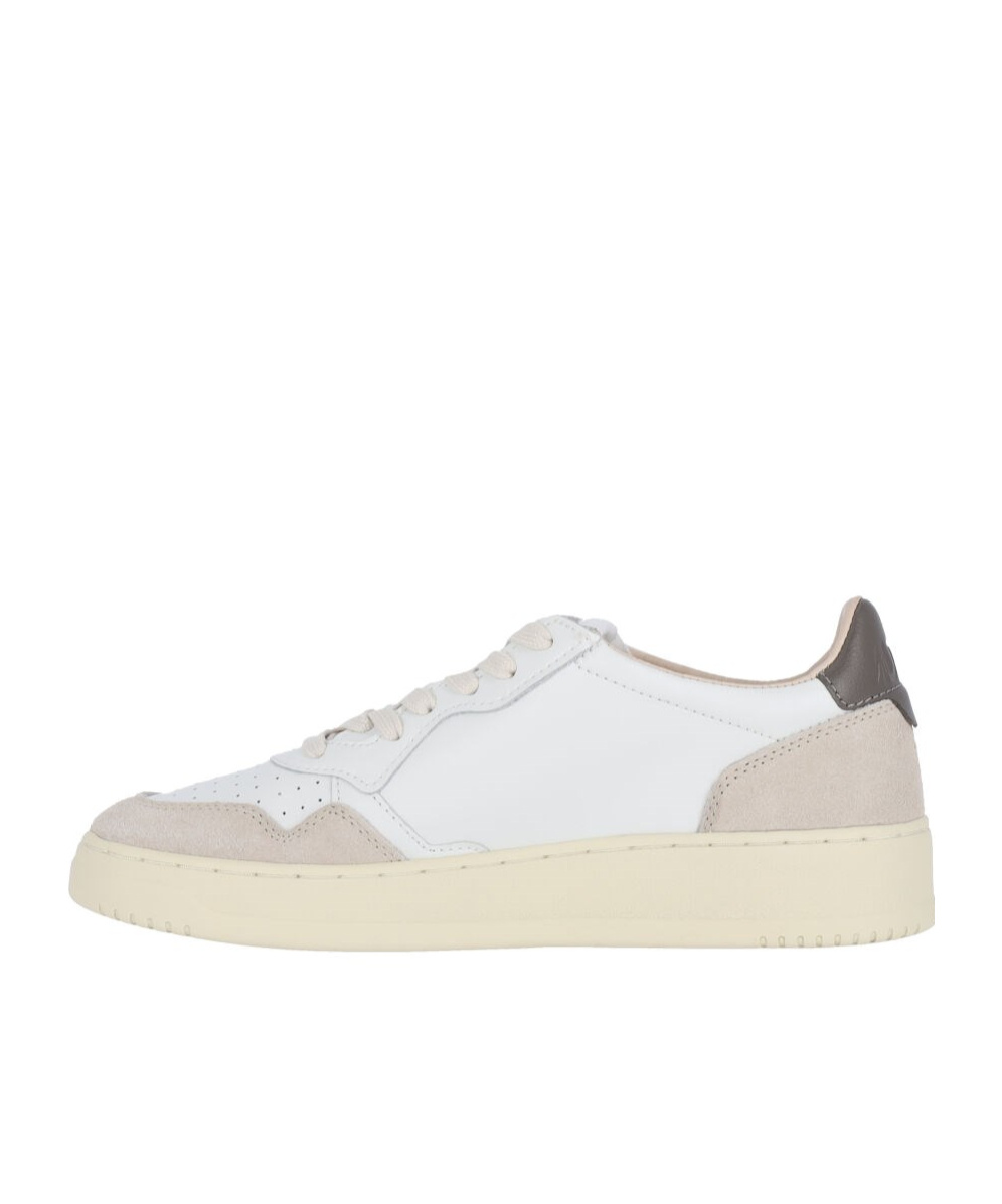 Autry 'medalist' White Low Top Sneakers With Beige Suede Details