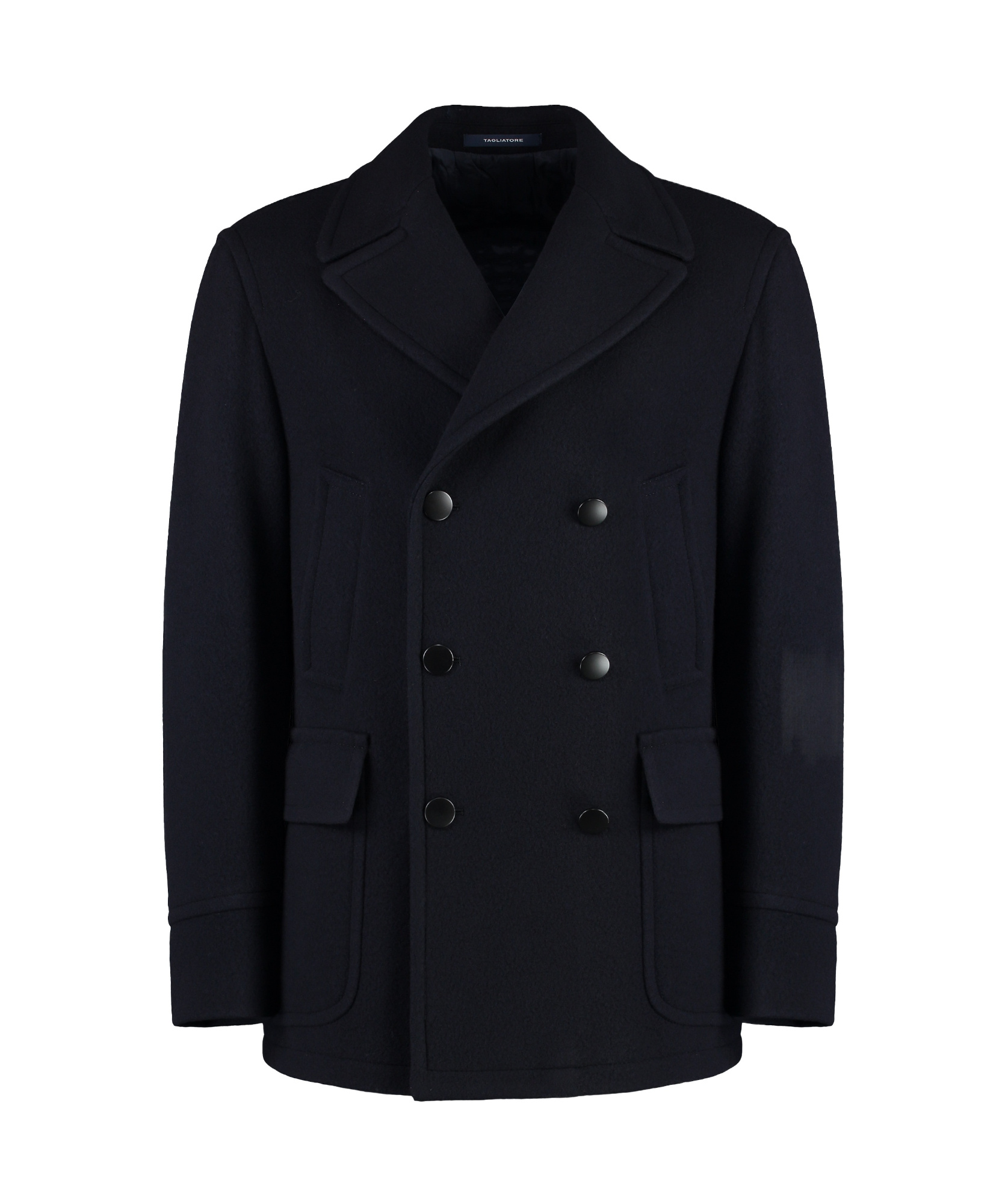 Tagliatore Blue Wool Blend Short Double-breasted Coat In Blue