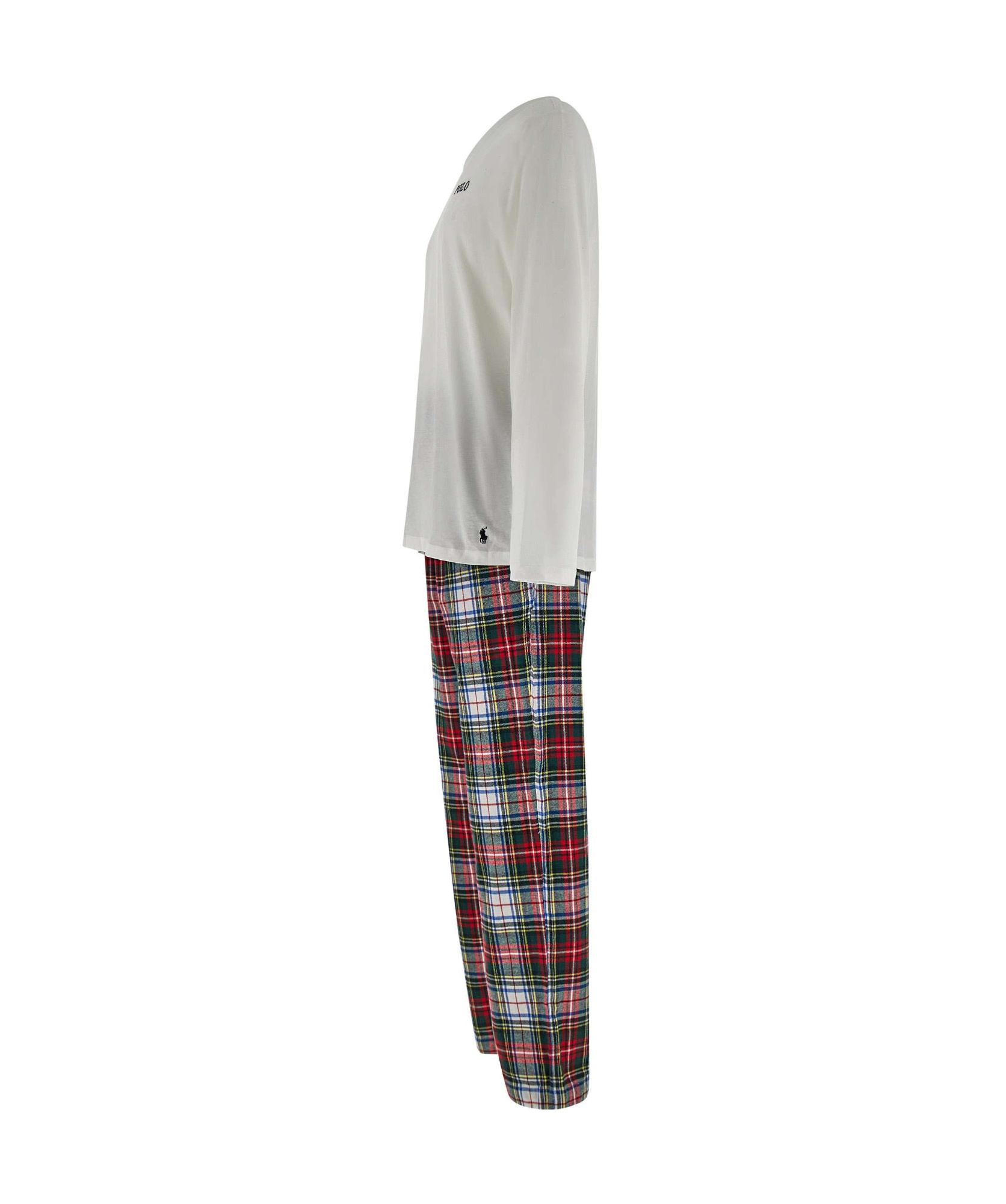 Polo Ralph Lauren Long-sleeved Pajamas And Plaid Pyjamas Set In Gray
