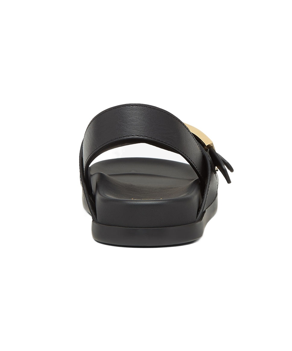 Fendi Women Black Singback Sandals With Ff Buckle Closure And Criss-crossed Straps In Leather Woman In Black