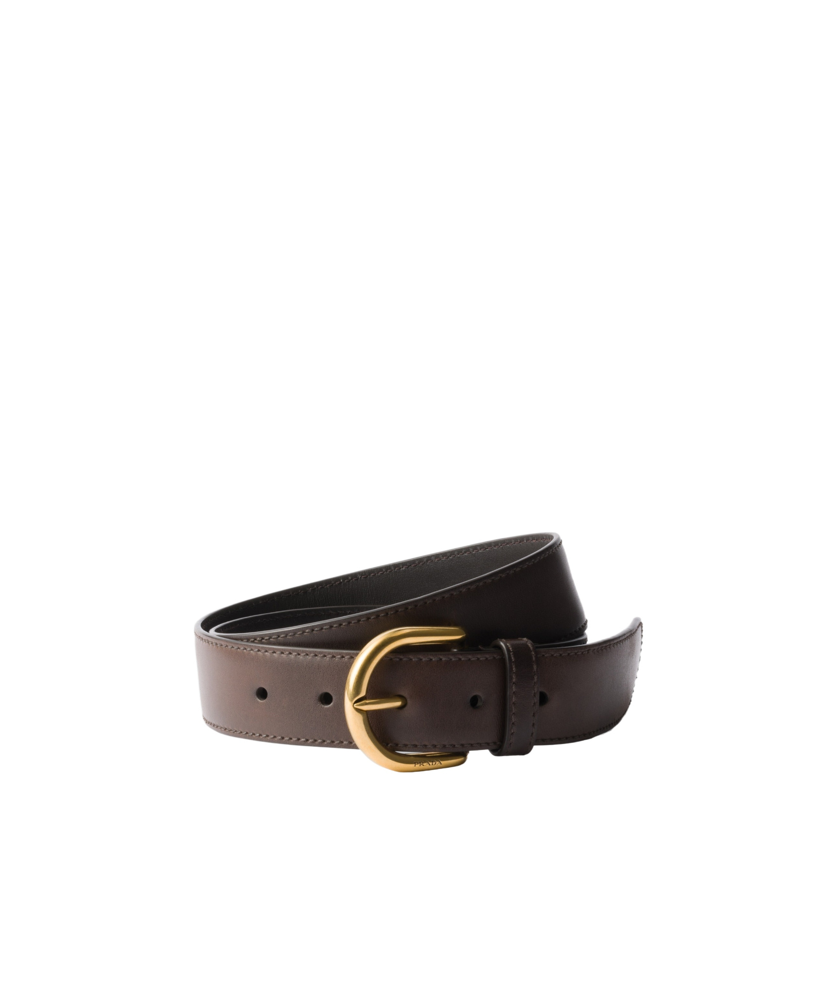 Prada Buckle Calf Leather Belt In Ebony