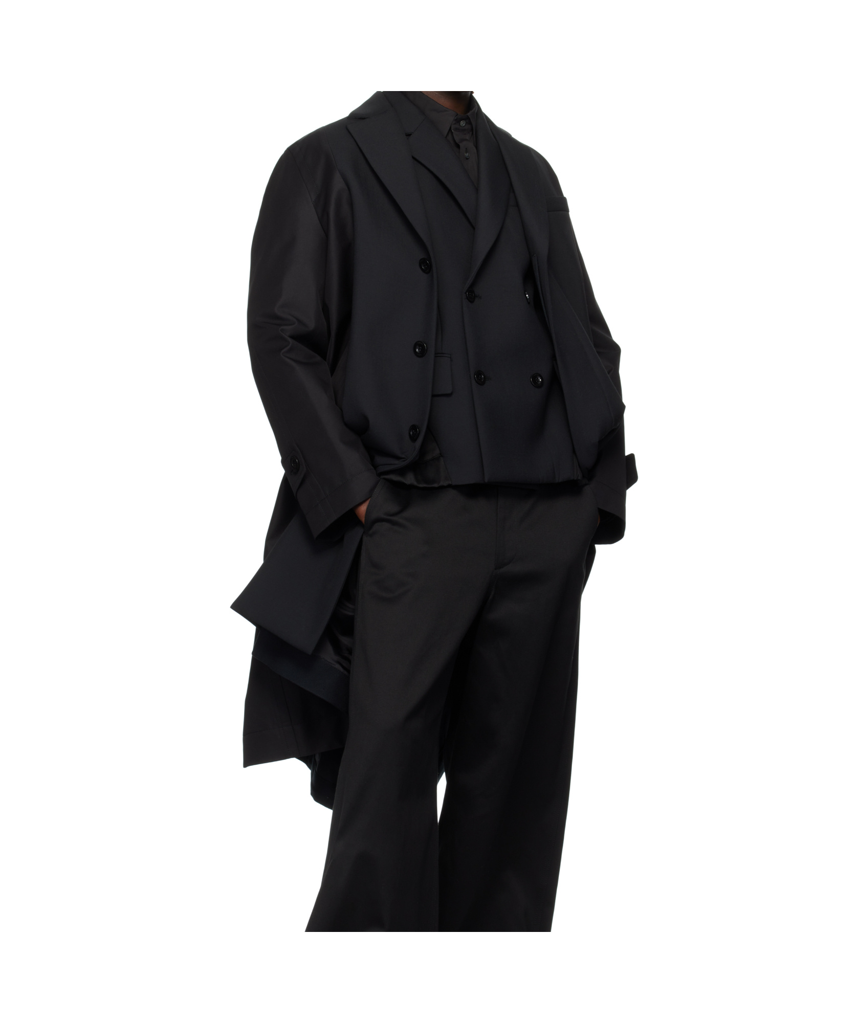 Sacai Black Suiting Bonding Mix Coat In Black