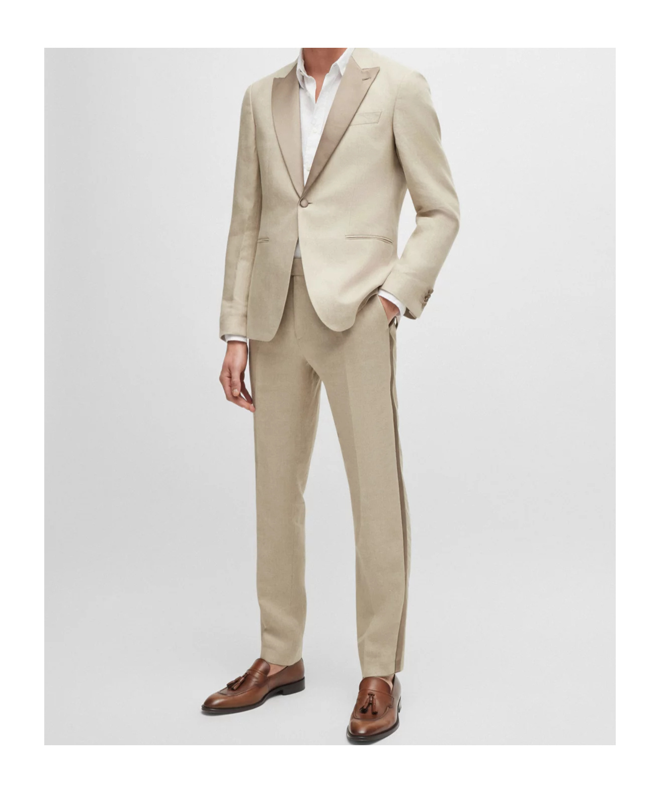 Hugo Boss Two-piece Linen Suit In Nude