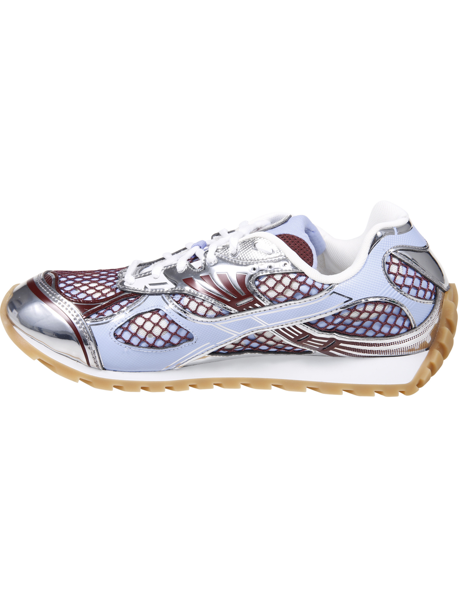 Bottega Veneta Men Orbit Leather And Mesh Sneakers In Blue