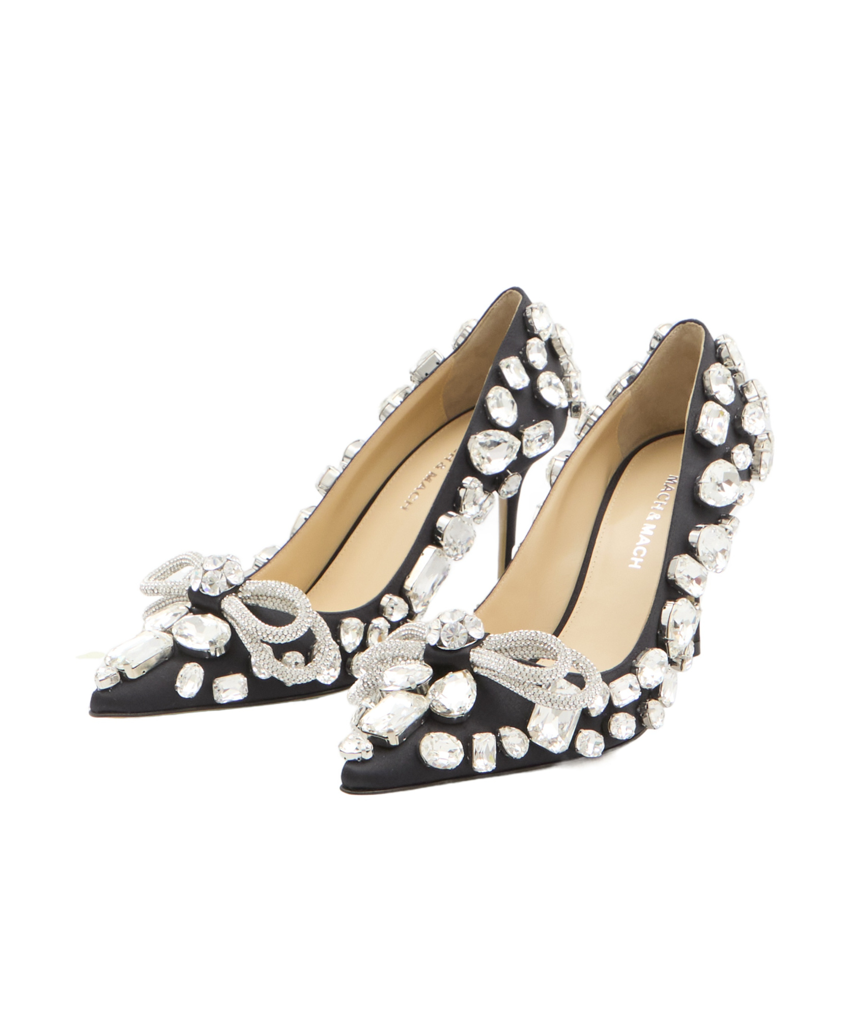 Mach&mach Double Bow 85 Crystal Embellished Pumps In White