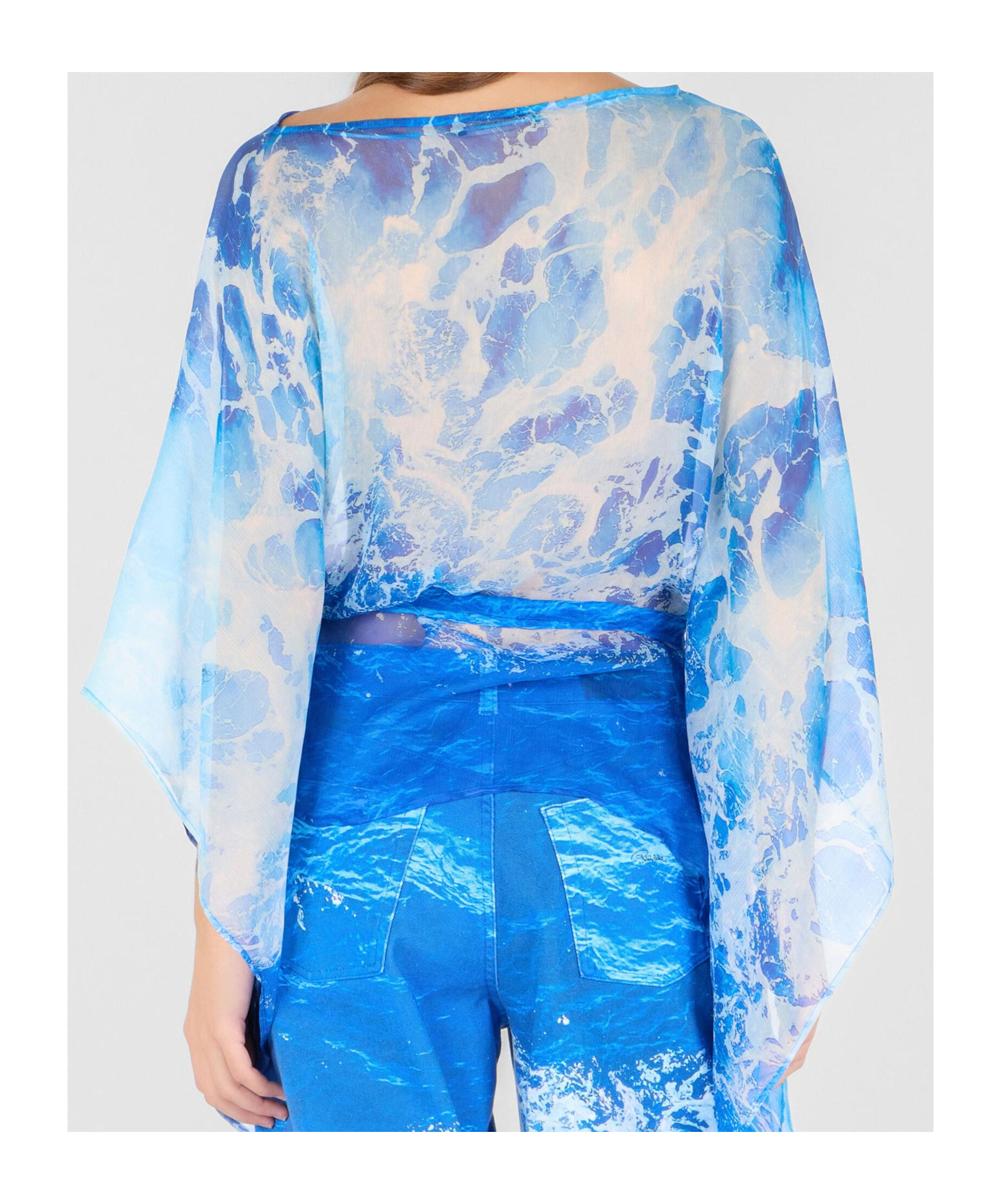 Roberto Cavalli Printed Blouse In Deep Blue