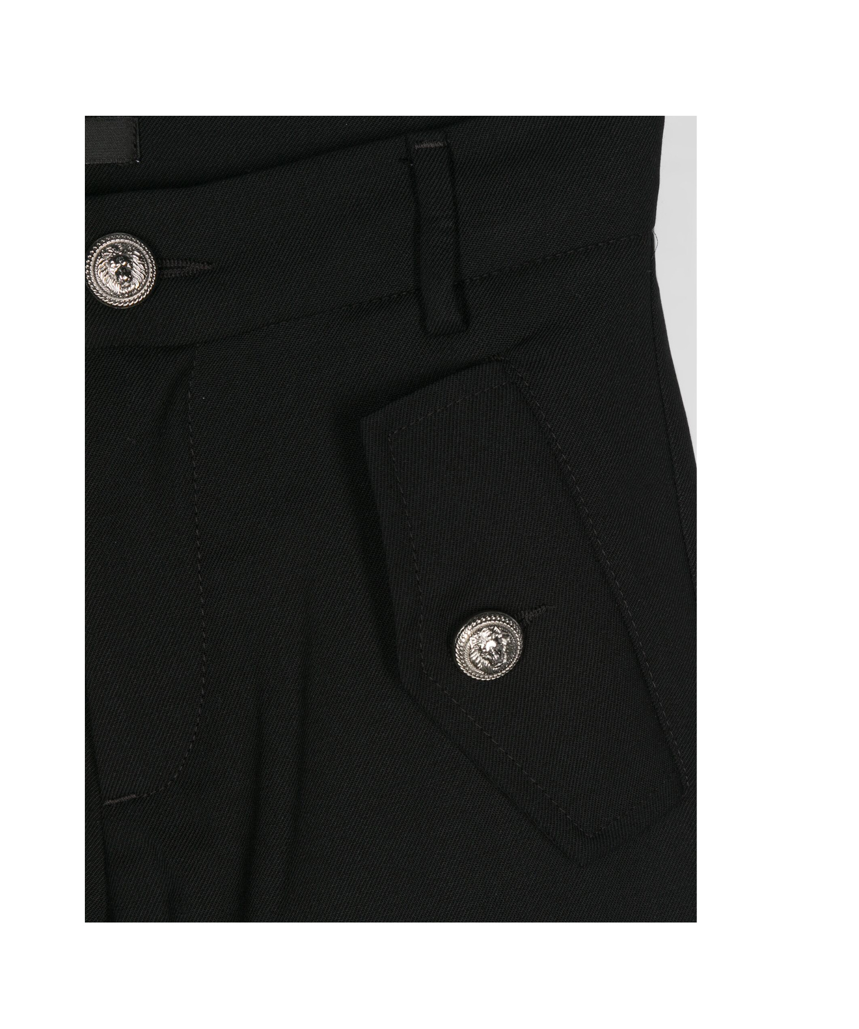 Shop Balmain Virgin-wool Cargo Trousers In Black