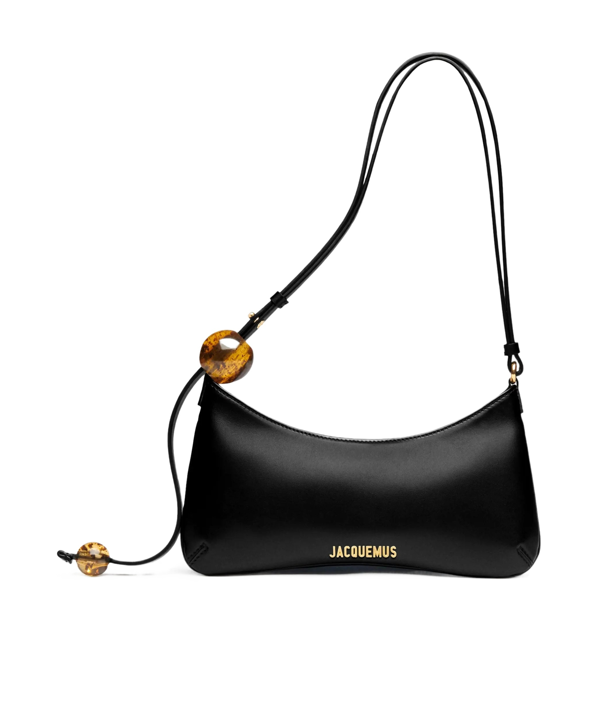 Jacquemus Le Grand Bisou Perle Leather Shoulder Bag In Black
