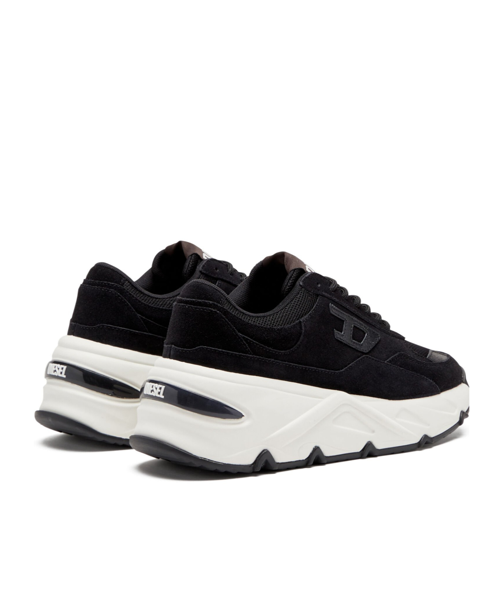 Diesel S-savannah-platform Sneakers In Suede And Mesh In Black