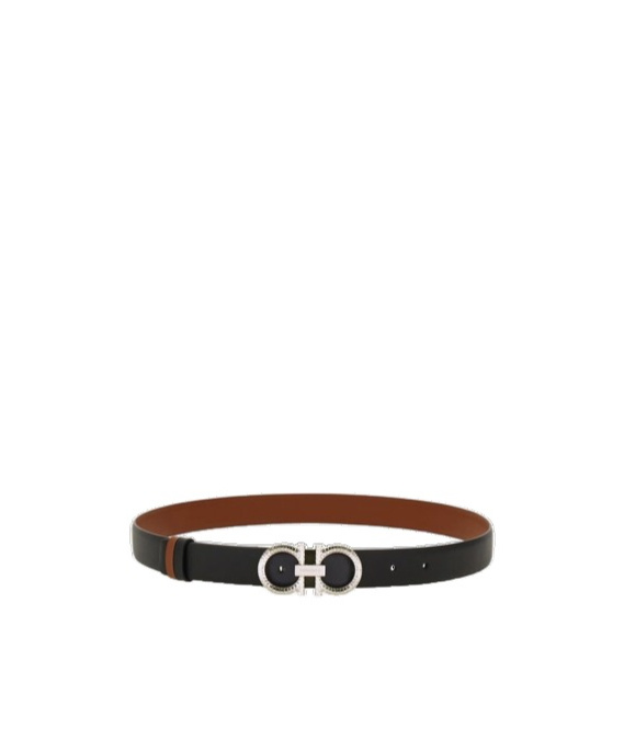 Ferragamo Reversible And Adjustable Belt With Hammered Gancini