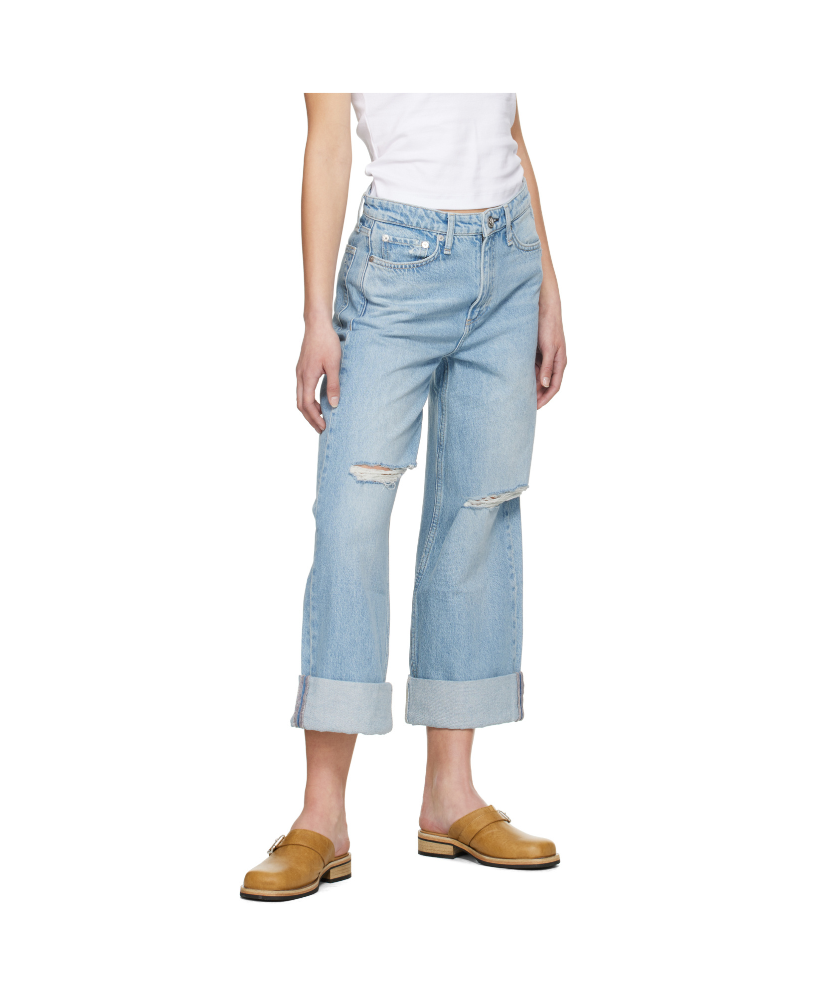 Rag & Bone Blue Logan Mid-rise Jeans In Blue