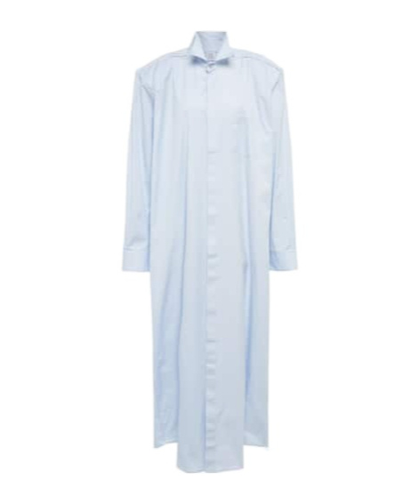 Vetements Deconstructed Cotton Shirt Dress In Blue