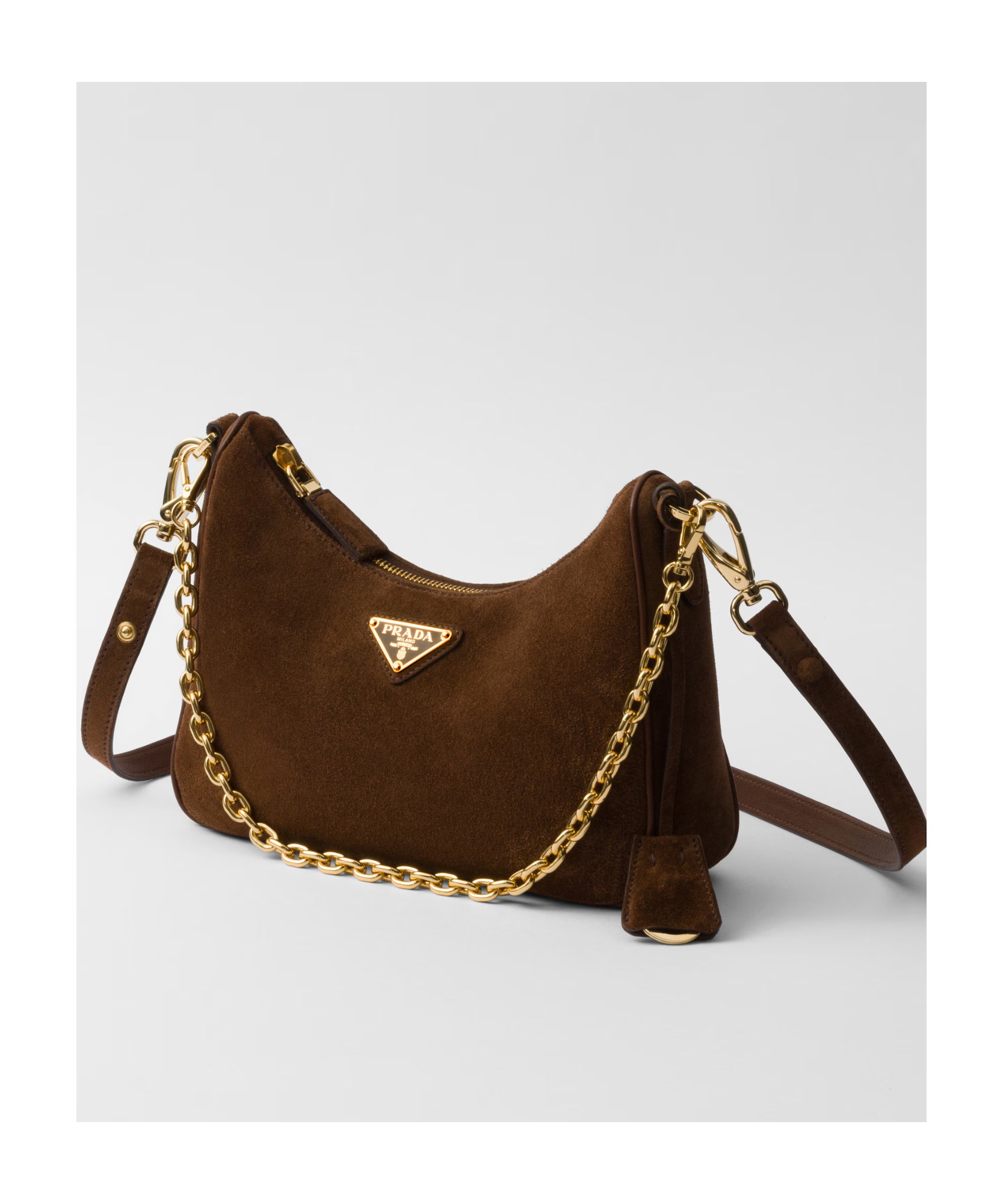 Prada Re-edition Suede Mini-bag In Brown