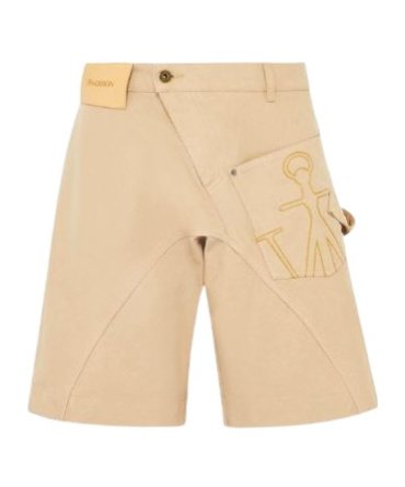 Jw Anderson Beige Bermuda Shorts With Patch Pocket With Logo On The Front In Nude