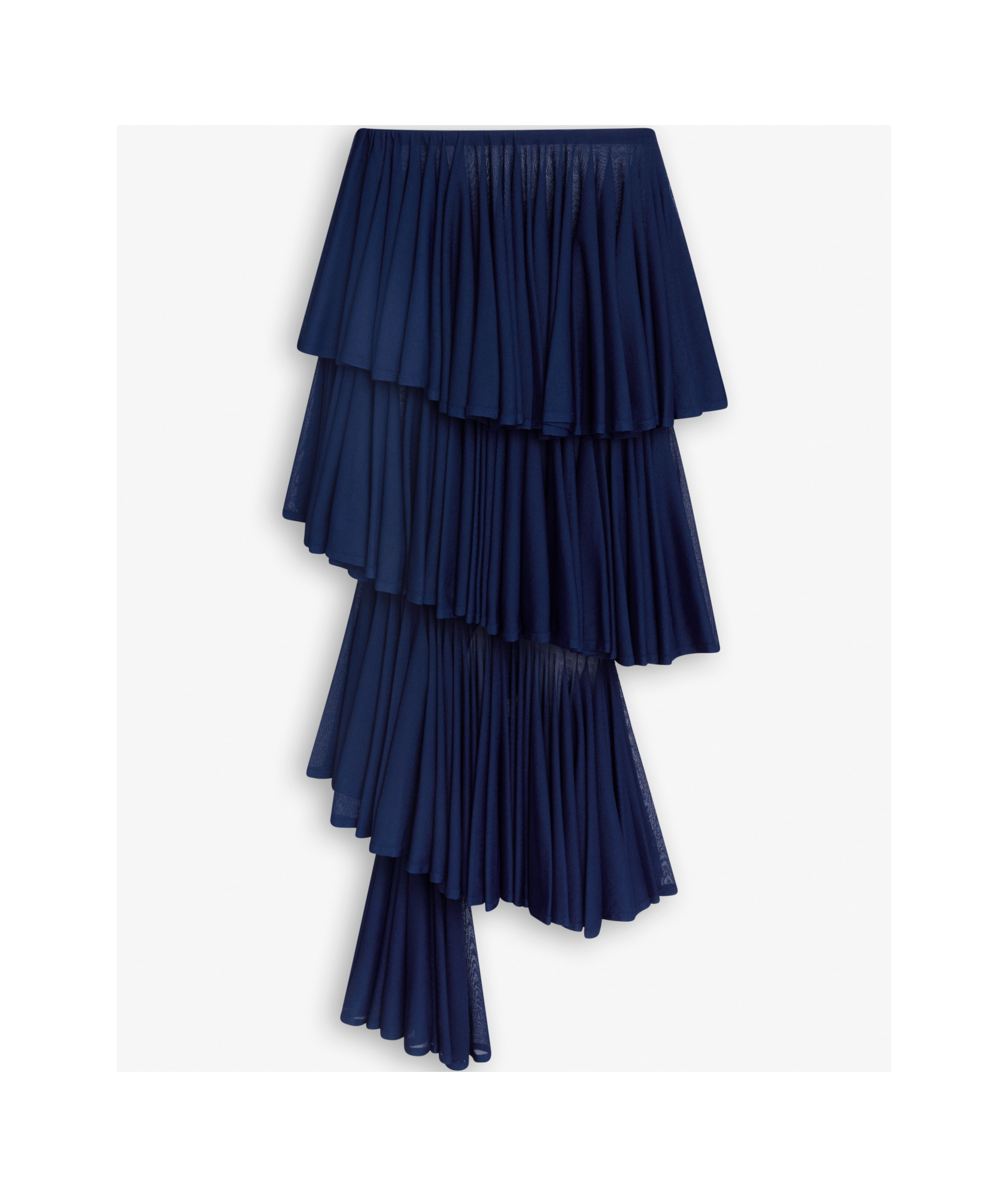 Alaïa Womens Ruffled High-waist Knitted Maxi Skirt Minuit In Blue
