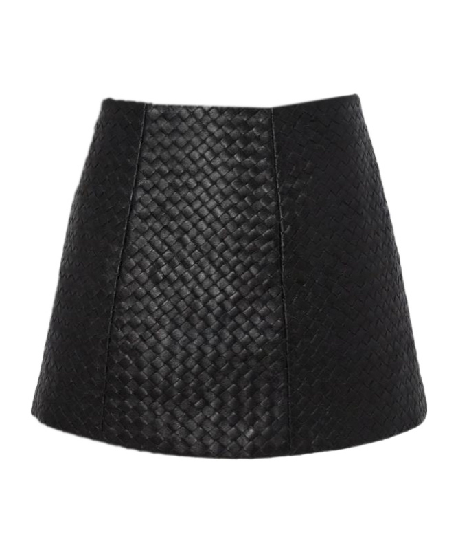 Manokhi Woven Leather Mini Skirt In Black