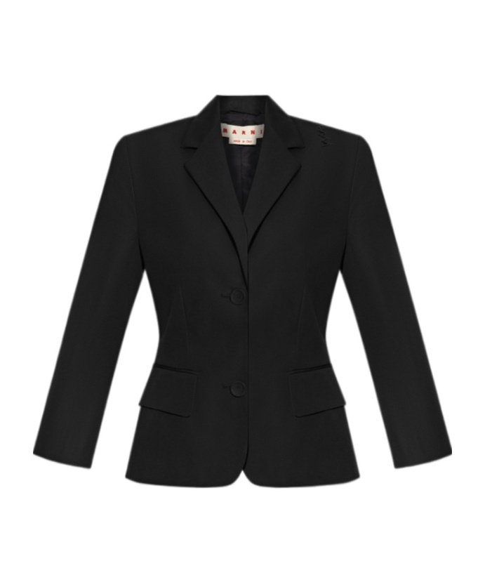 Marni Tailored Black Virgin Wool Blend Blazer In Black