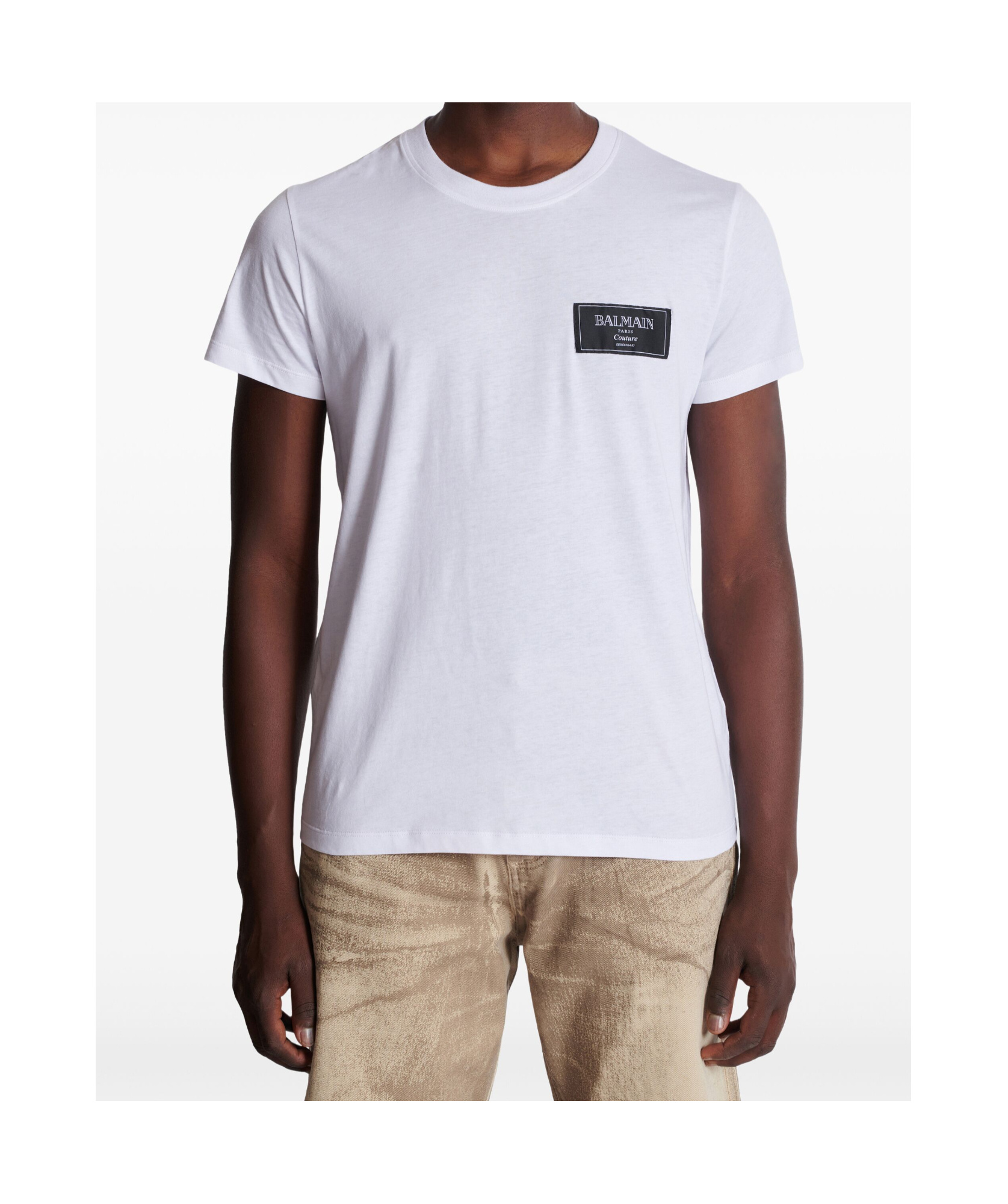 Shop Balmain T-shirt With Couture Label In White
