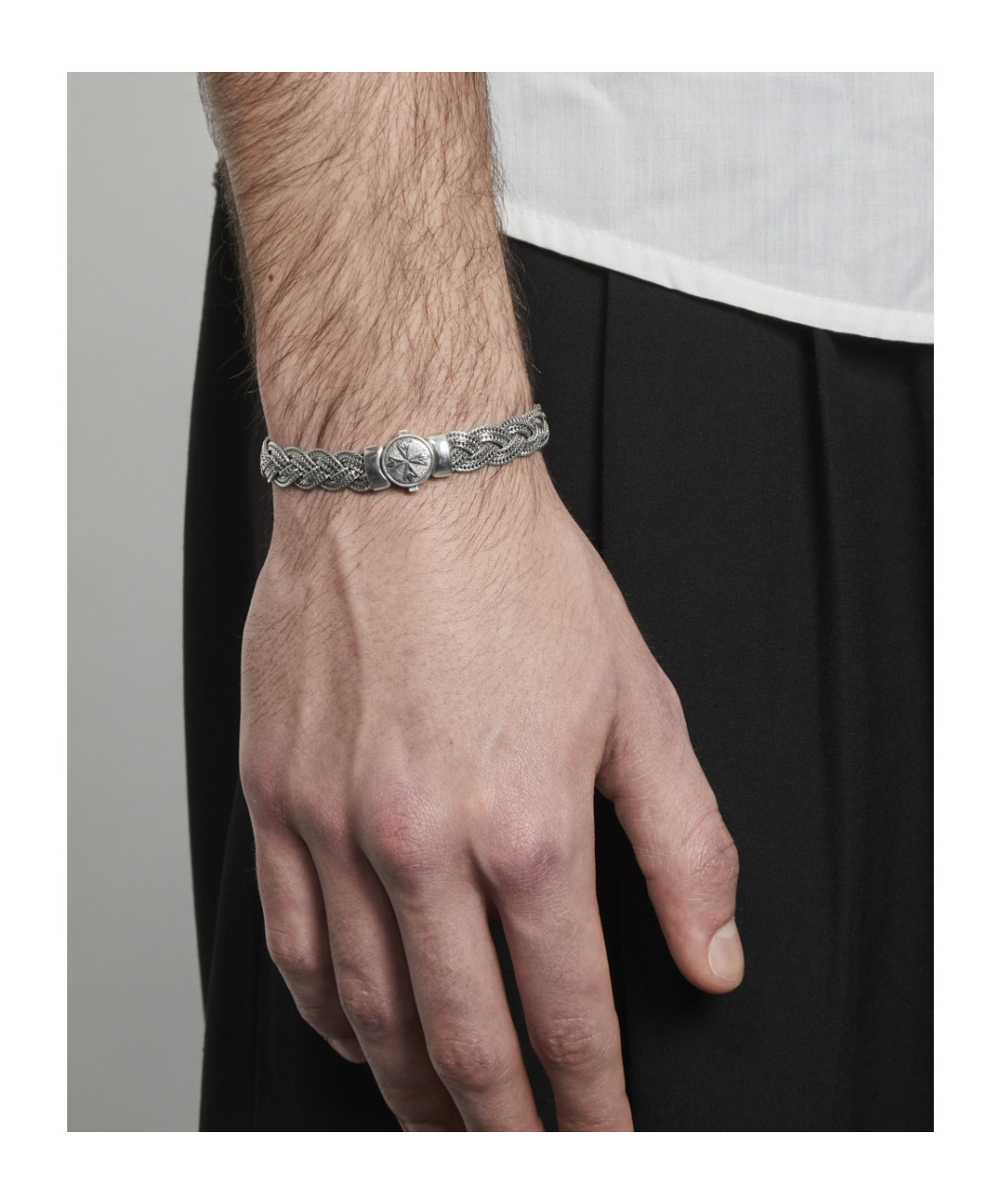 Emanuele Bicocchi Large Diamond-cut Flat Braided Bracelet In Multi