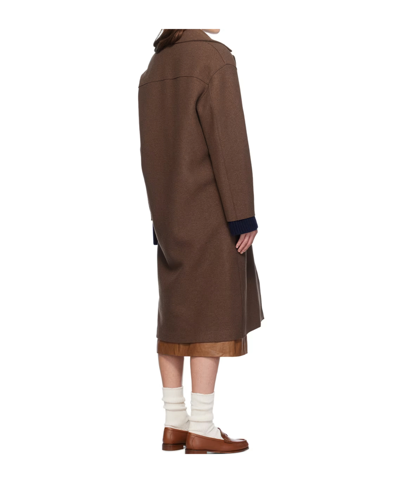 Harris Wharf London Long-sleeved Single-breasted Coat In Brown