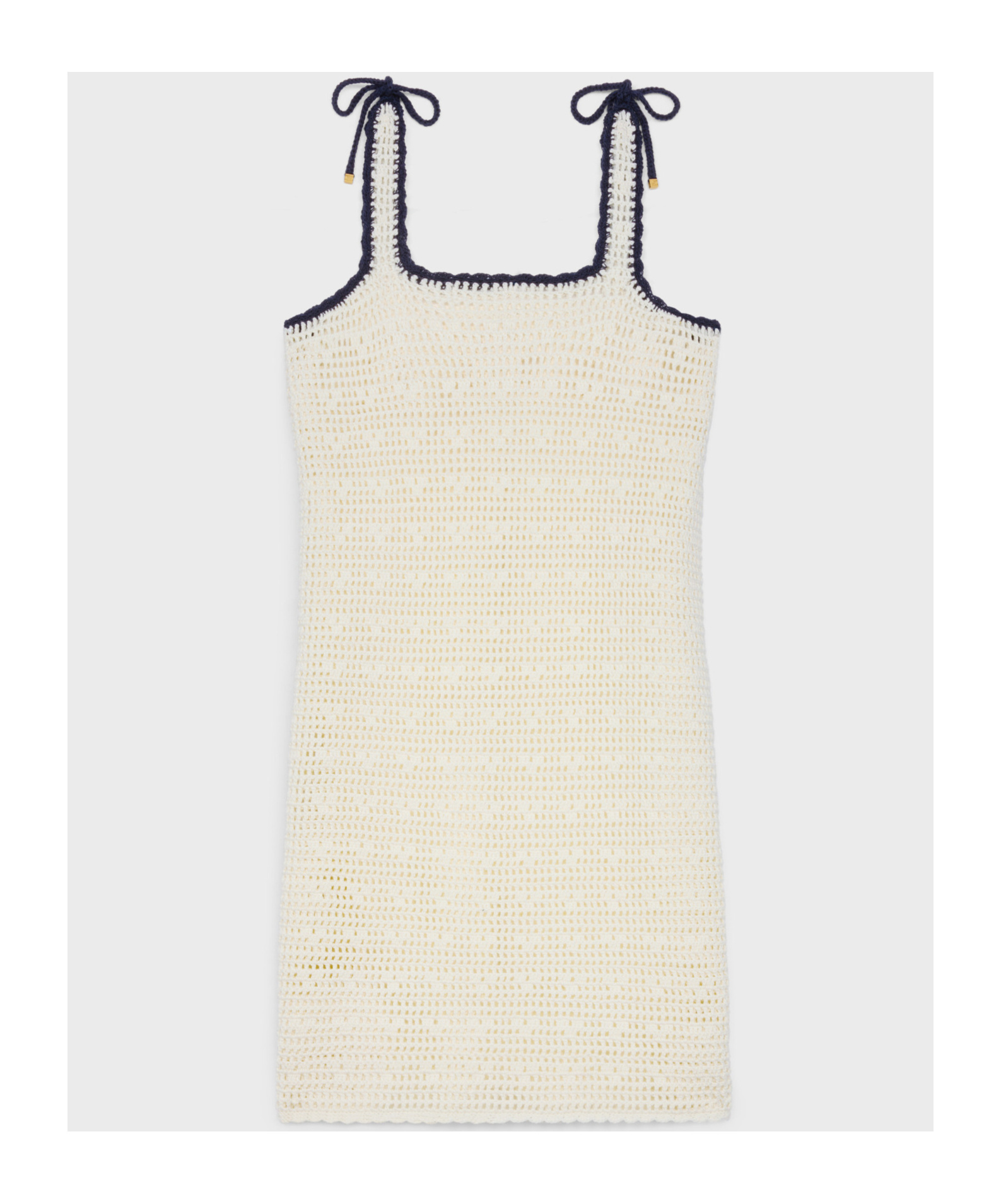 Celine Triomphe Mini Dress In Crocheted Cotton In Neutral