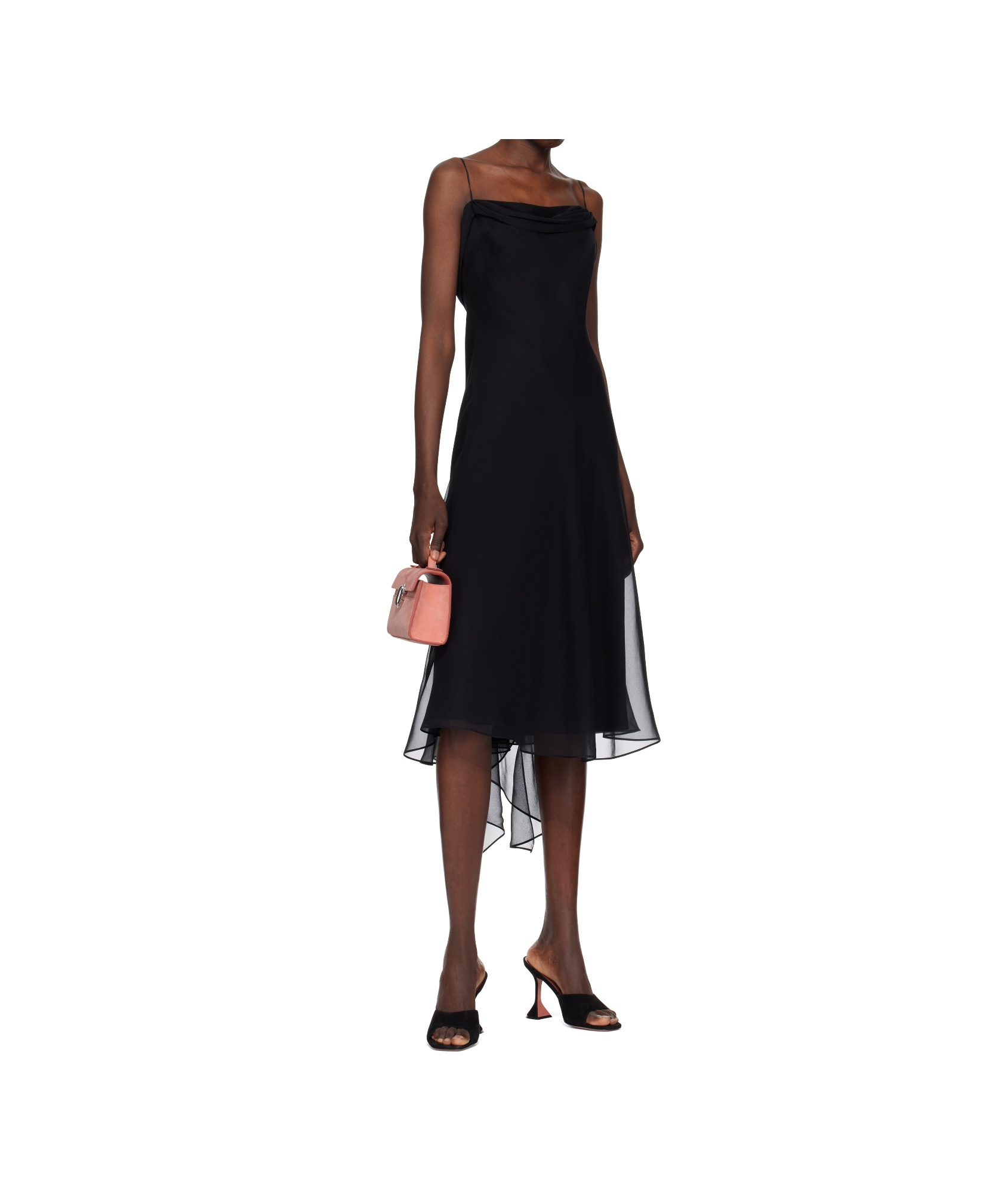 Amina Muaddi Lupita Suede Pedestal Mule Sandals In Black