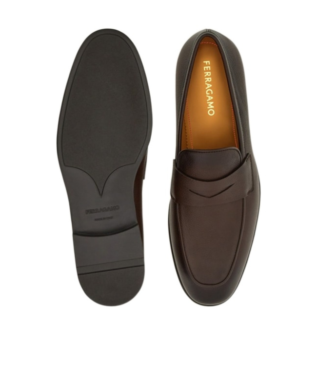 Ferragamo Leather Penny Loafers In Black