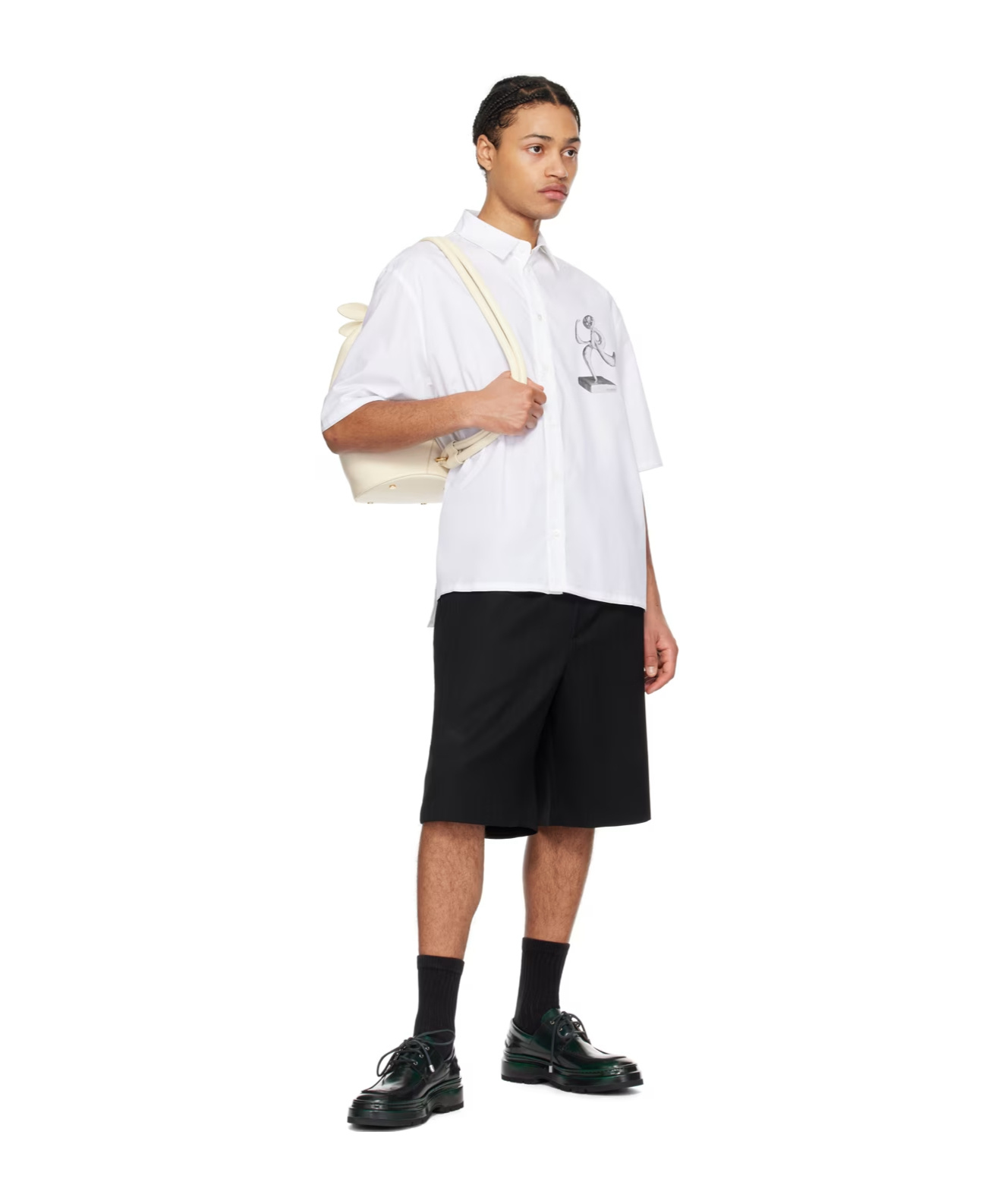 Jacquemus Elastic Waist Pinstripe Shorts In Black