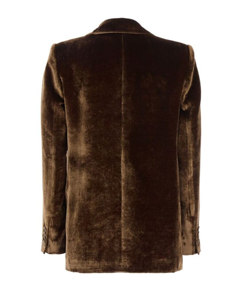 Etro Velvet Single-button Blazer In Brown