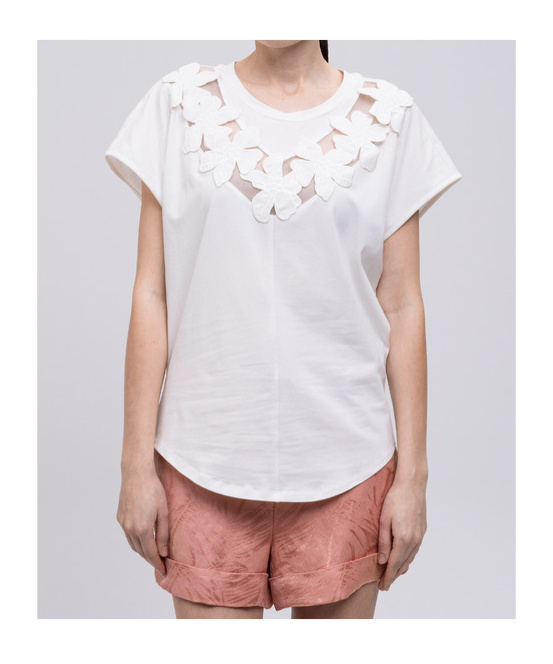 Twinset Floral Patch T-shirt In White
