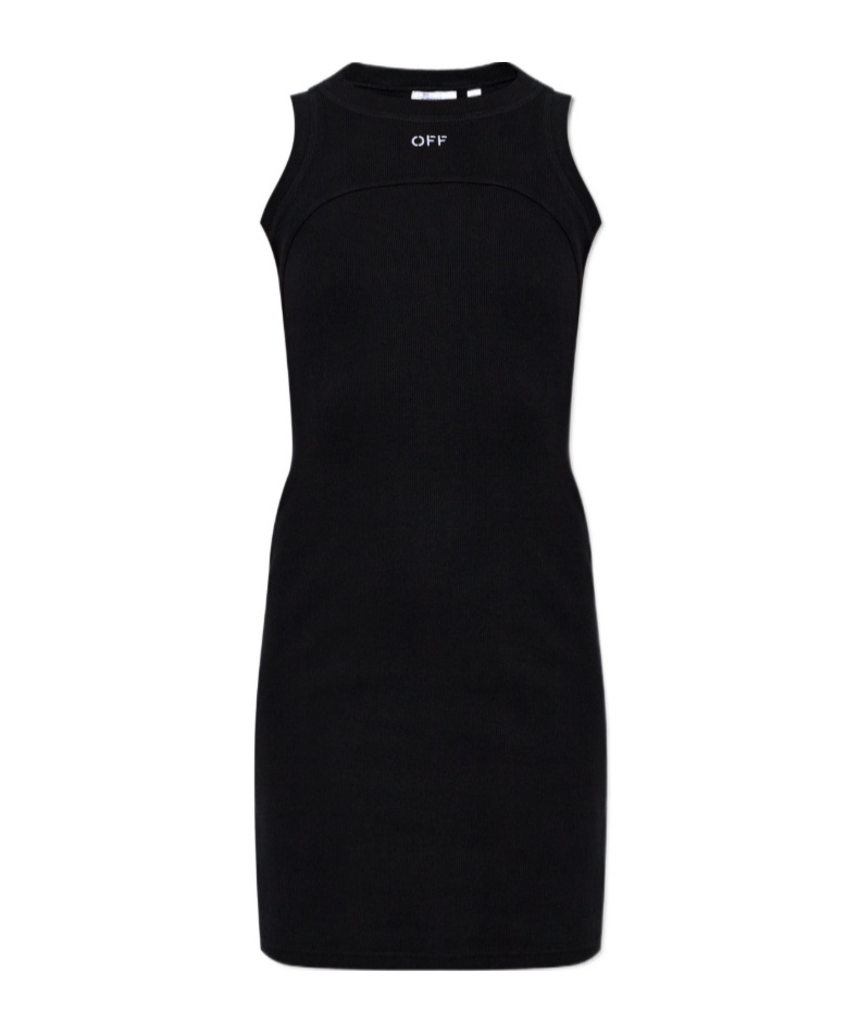 Off-white Sleeveless Dress In Black