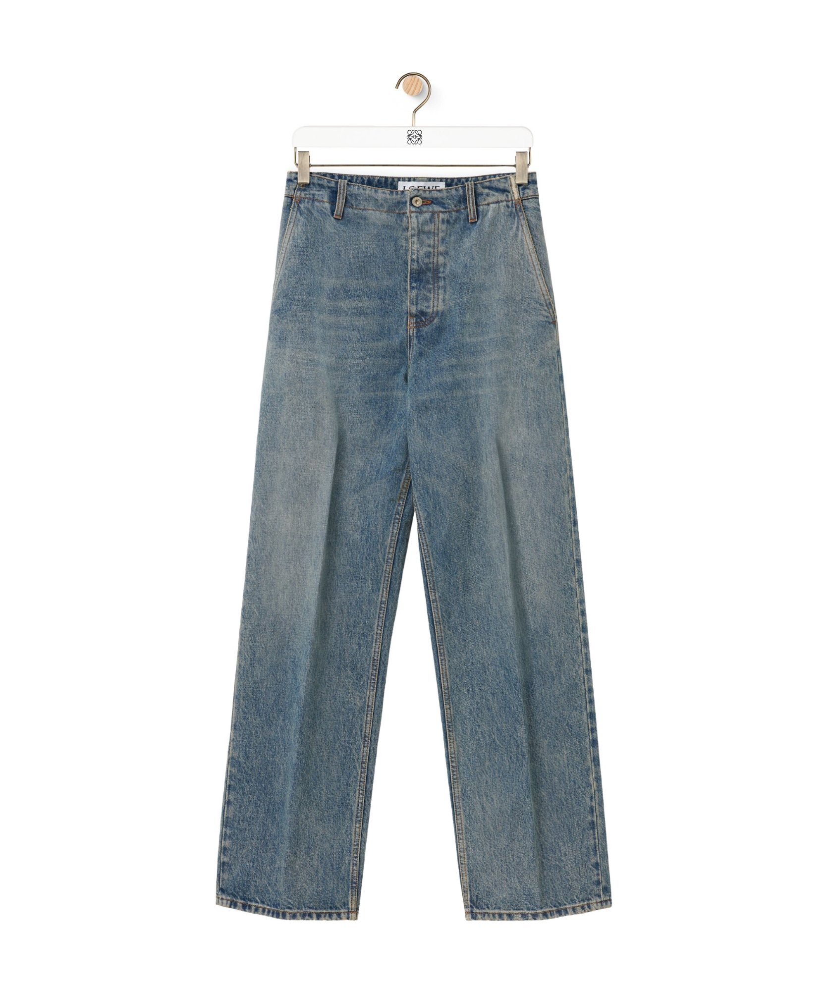 Loewe Logo-patch Straight Jeans In Gray